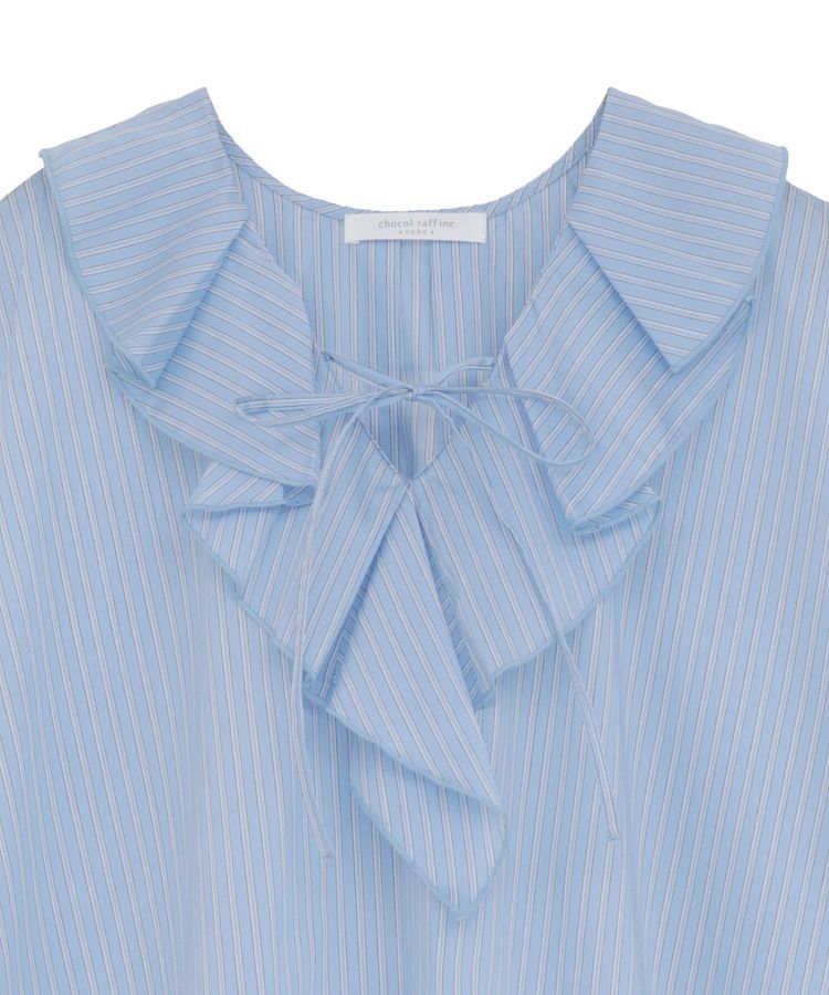 Green Parks「ノースリーブストライプフリルブラウス」|シャツ・ブラウス|