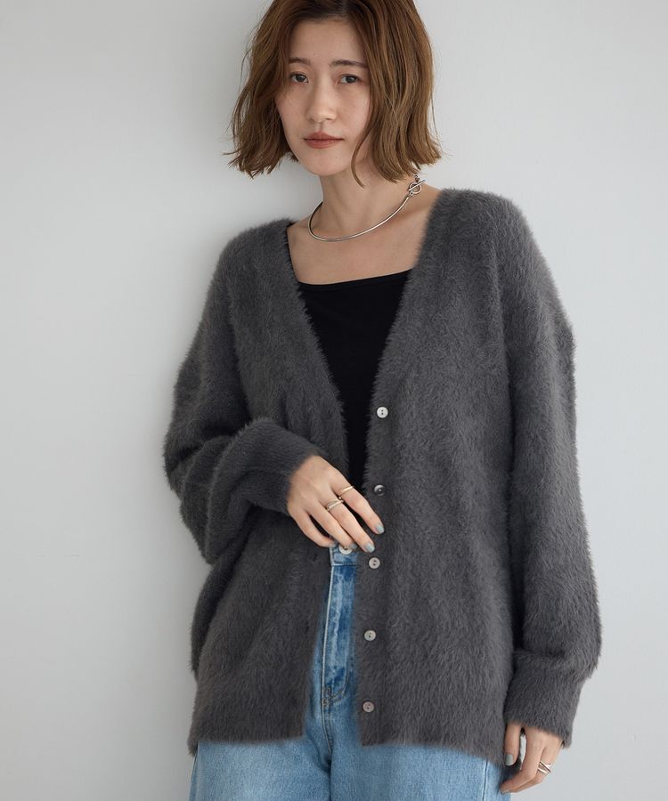 YECCA VECCA「ラメシャギーカーディガン」|カーディガン|Charcoal Gray