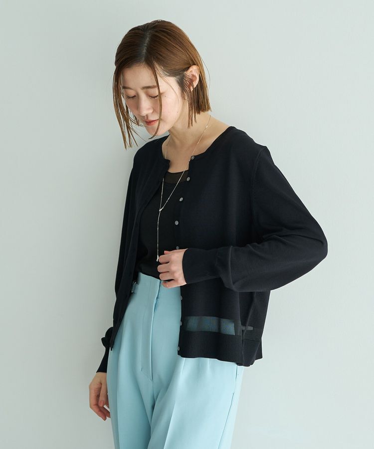YECCA VECCA「シアーMIXカーディガン」|カーディガン|Black