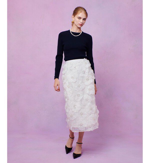 LOULOU WILLOUGHBY「【LOULOU WILLOUGHBY】オーガンフラワータイトスカート」|タイト|