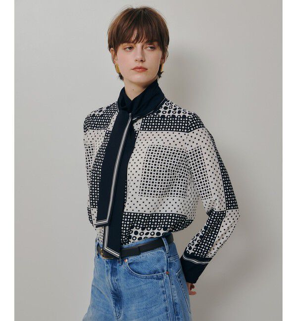 allureville「幾何プリントボウタイブラウス」|シャツ・ブラウス|