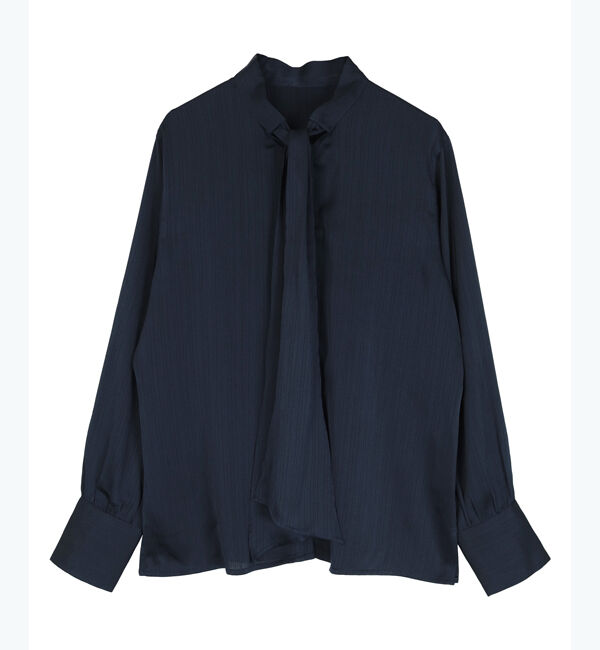 ur's「サテンストライプハイネックボウタイブラウス」|シャツ・ブラウス|ネイビー