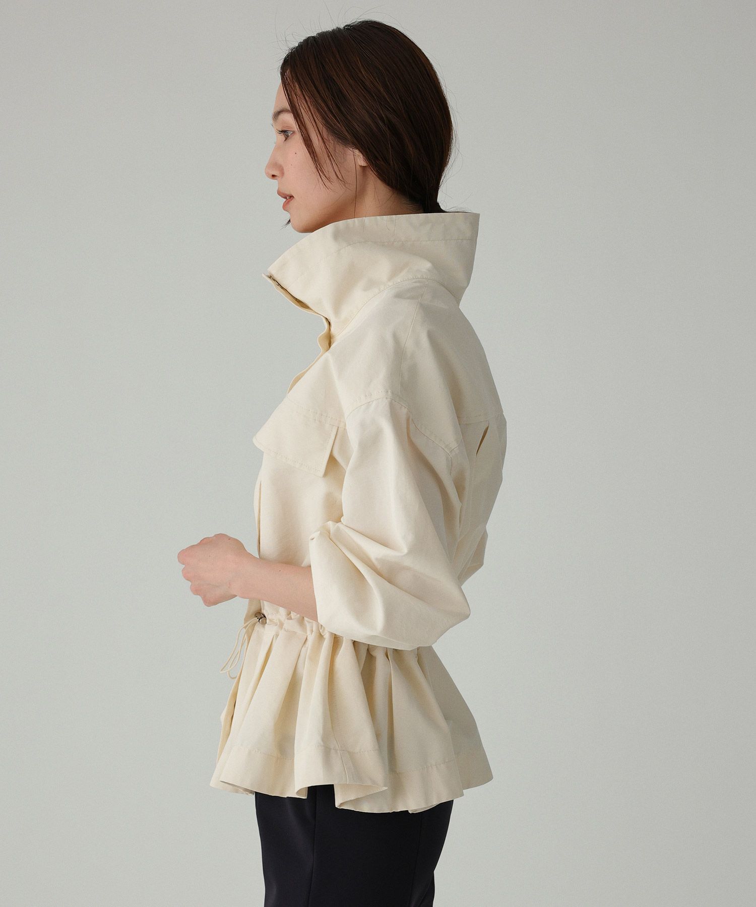 BABYLONE「撥水ナイロンペプラムブルゾン」|ブルゾン・スタジャン|