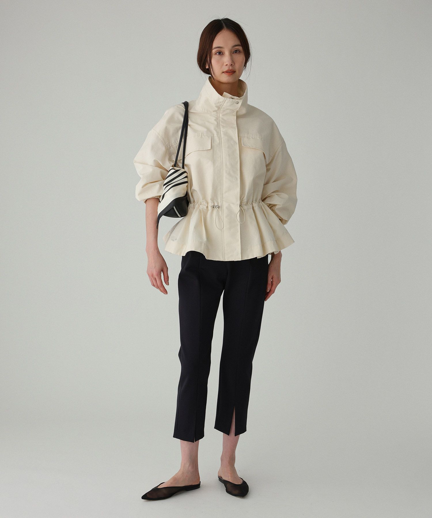 BABYLONE「撥水ナイロンペプラムブルゾン」|ブルゾン・スタジャン|