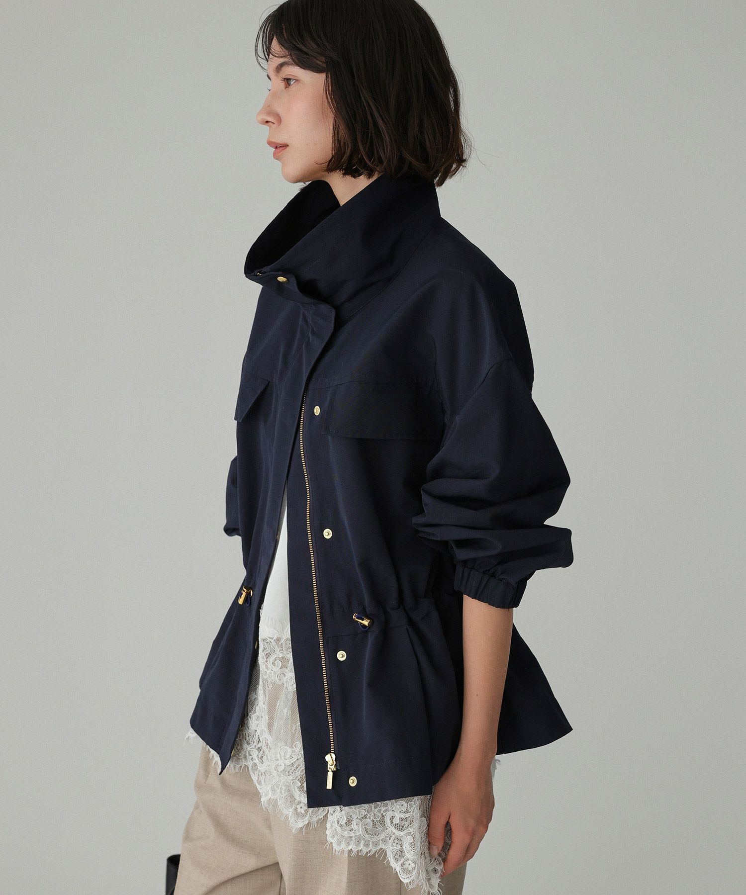 BABYLONE「撥水ナイロンペプラムブルゾン」|ブルゾン・スタジャン|