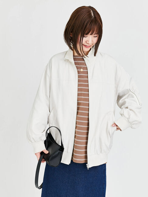 Lugnoncure「スタンドカラーミリタリーブルゾン」|ブルゾン・スタジャン|オフホワイト