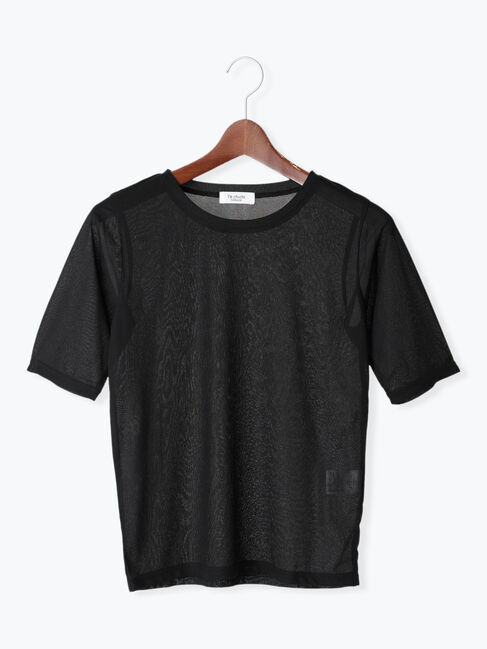 Te chichi TERRASSE「シアーハーフスリーブトップス」|その他|ブラック