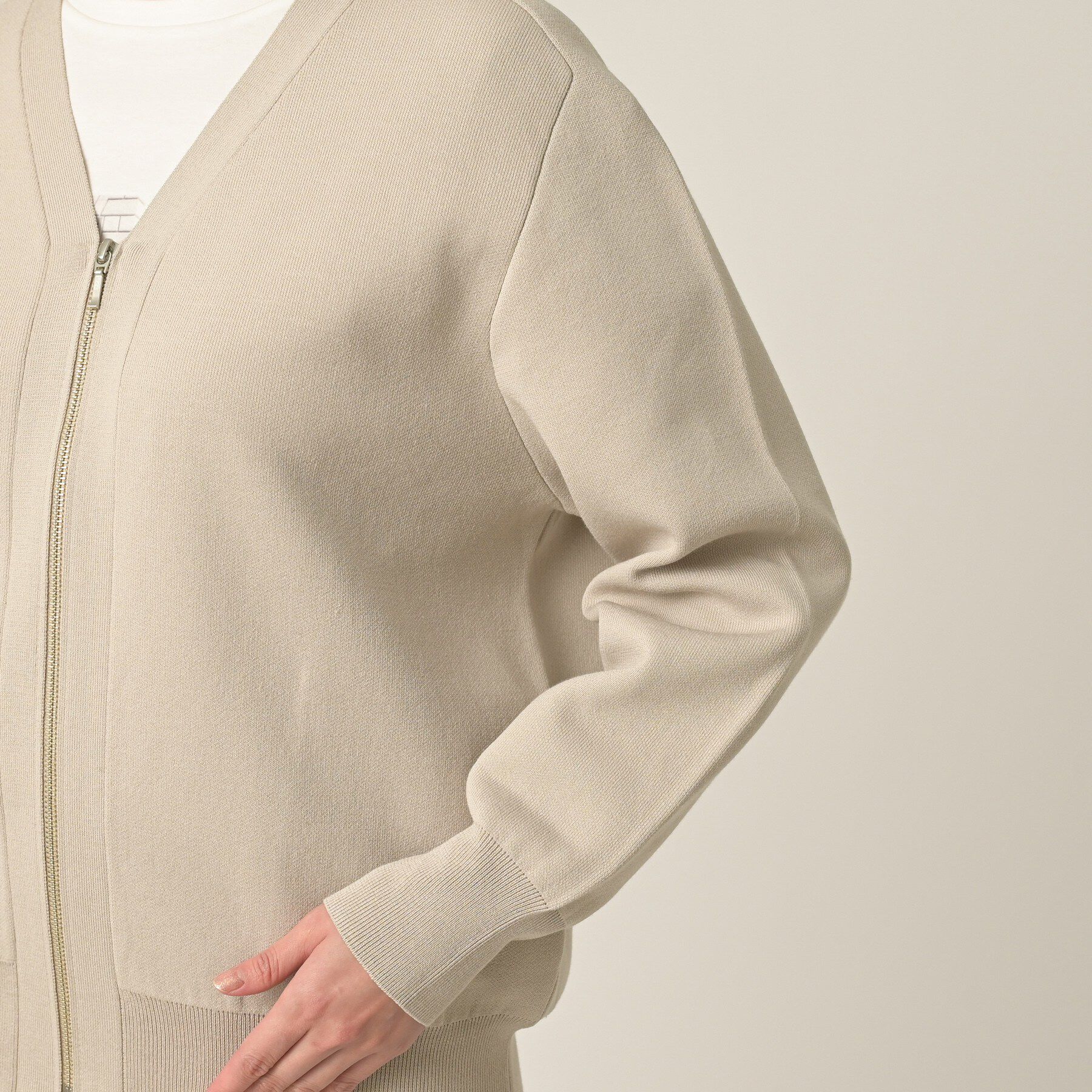 UNTITLED「【軽羽織り/セットアップ可】ジップアップニットカーディガン」|カーディガン|
