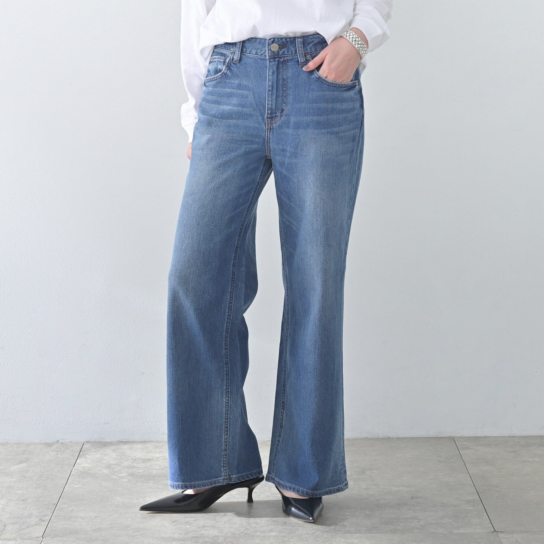 UNTITLED「【Healthy DENIM】別注Quiche（キッシュ）セミフレアデニム」|デニム|サックスブルー(09