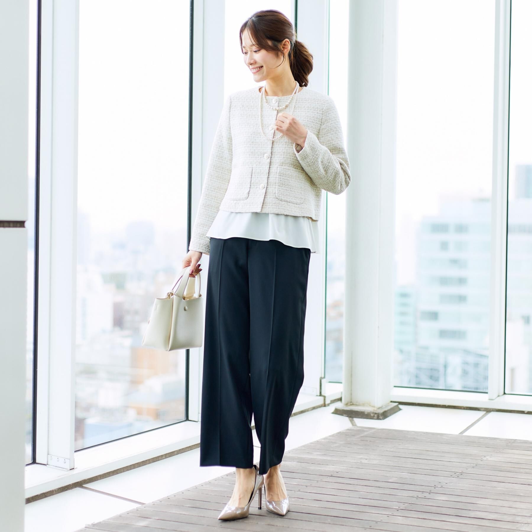 COUP DE CHANCE「【ON/OFF着回し】カラーツイードジャケット」|ノーカラージャケット|