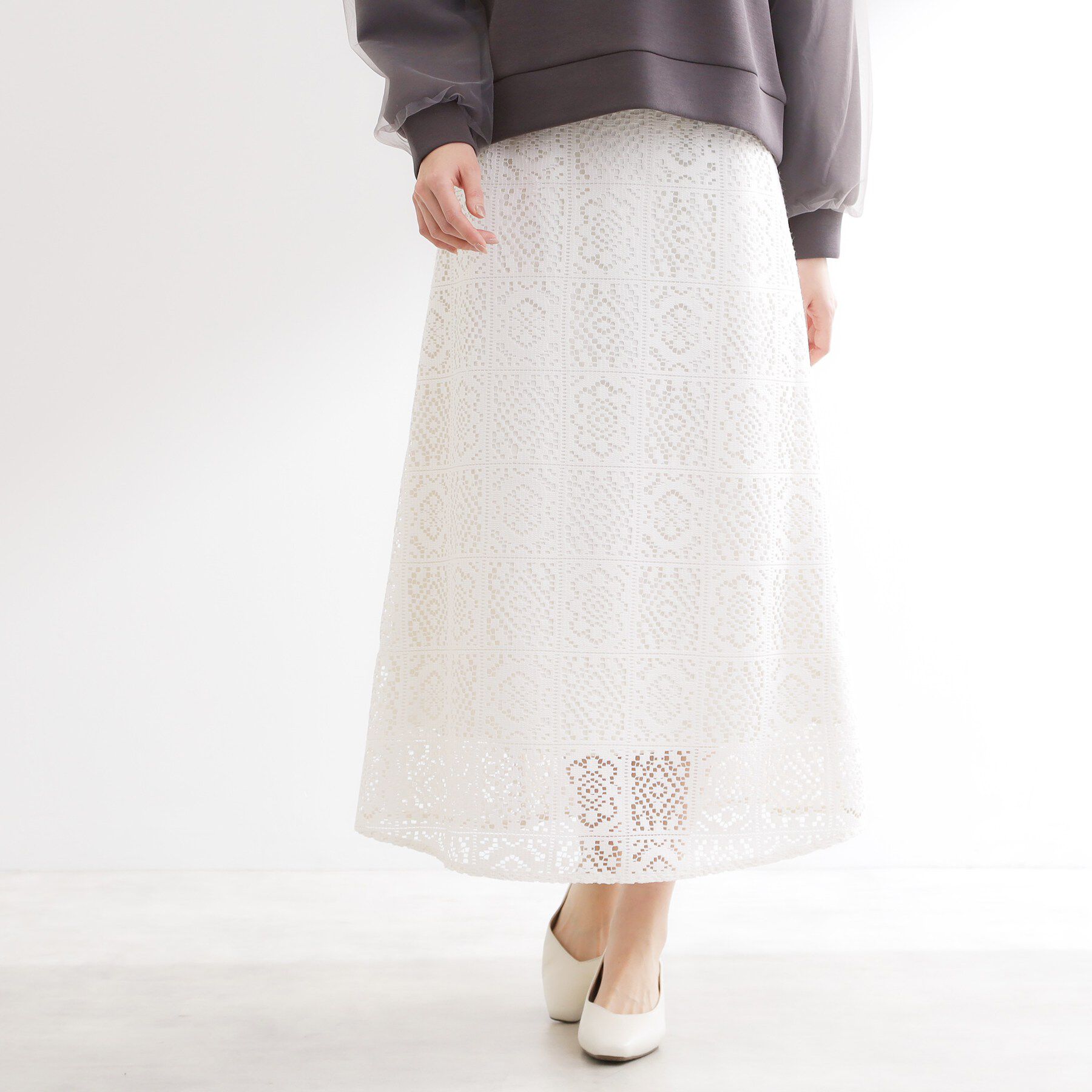 Reflect「【セットアップ可】レースミディアムスカート」|スカート|