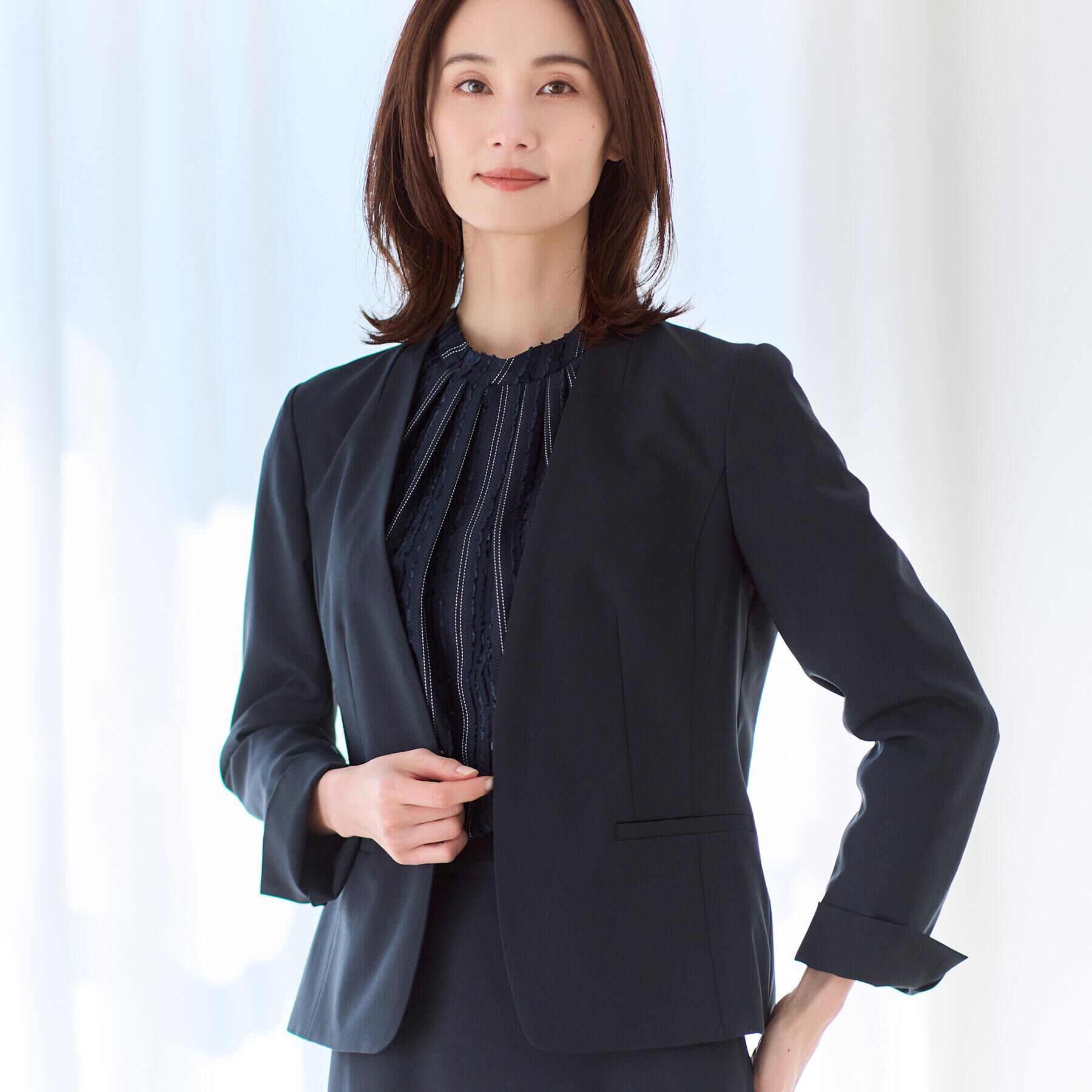 Reflect「【吸水速乾／セットアップ可】ノーカラージャケット」|ノーカラージャケット|ネイビー(094)