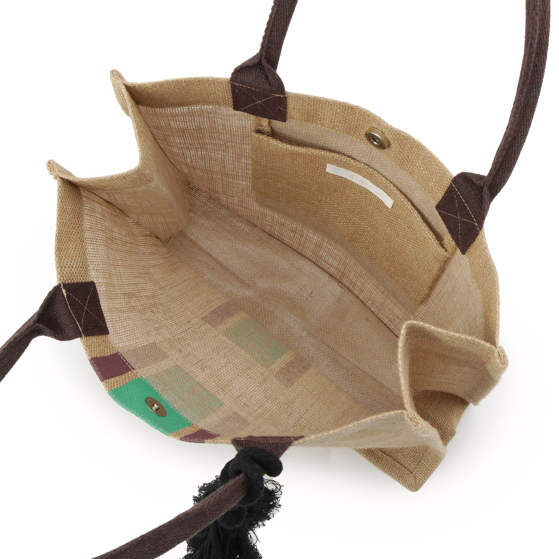 grove「ストライプジュートタッセルA4トート」|トートバッグ|