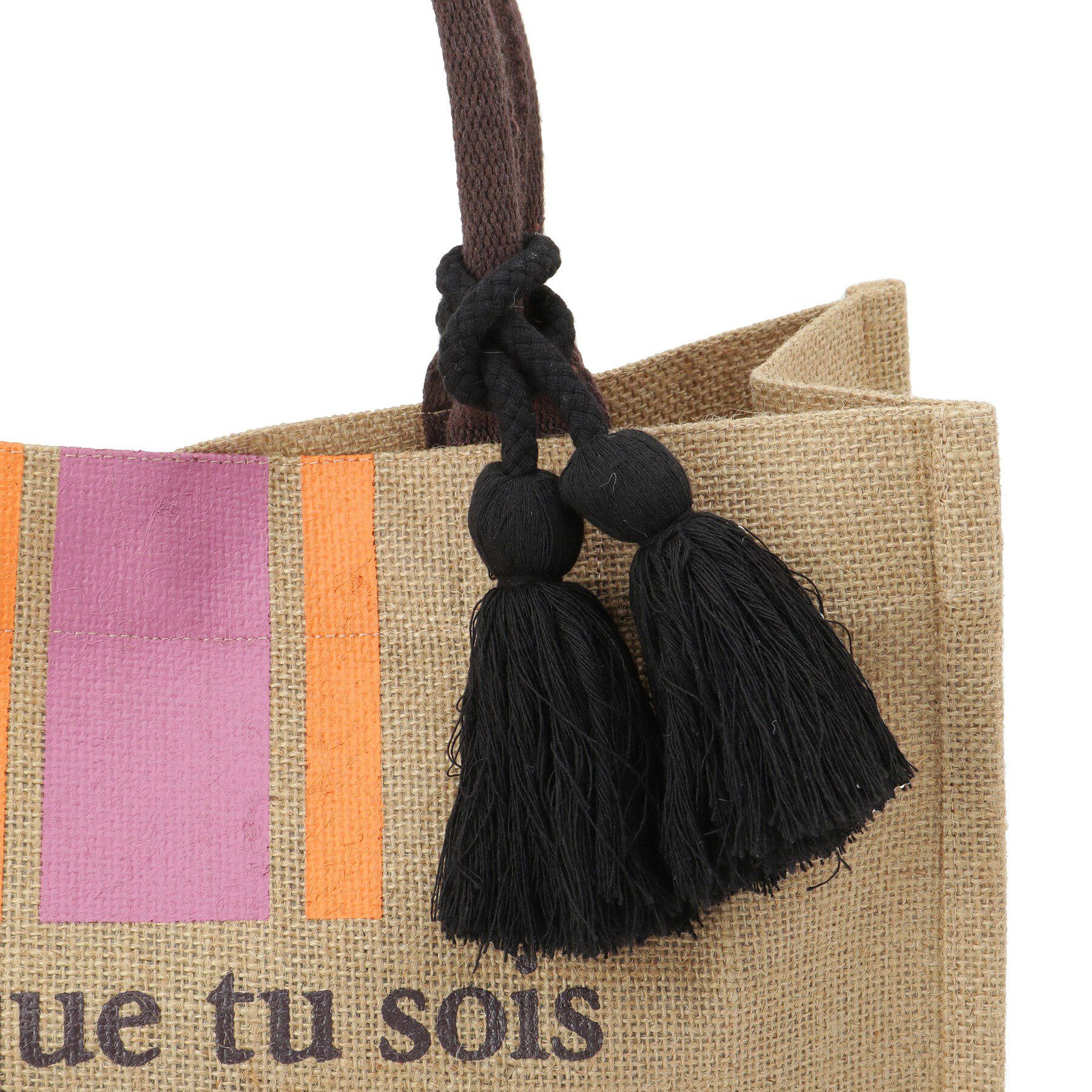 grove「ストライプジュートタッセルA4トート」|トートバッグ|