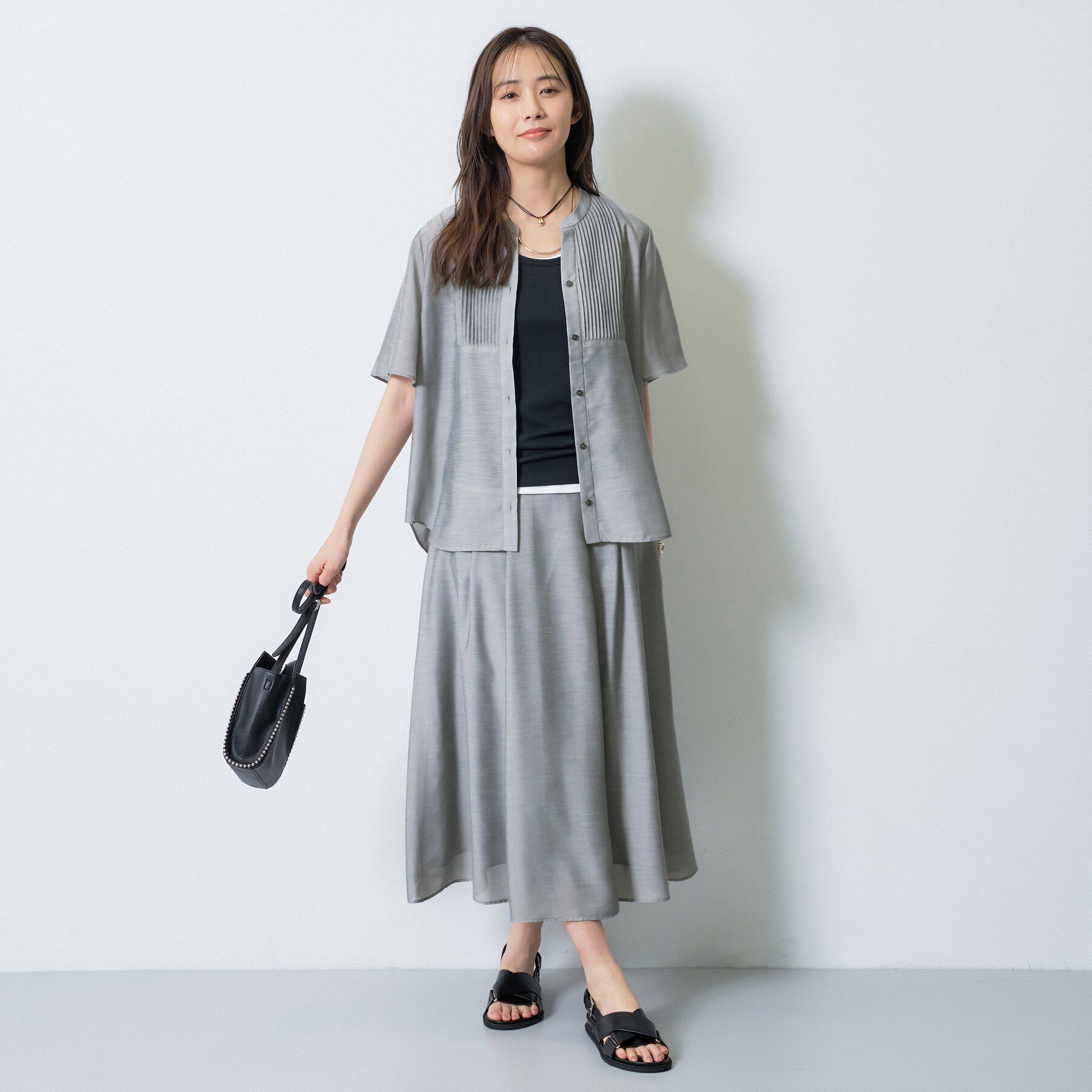 INDIVI「【洗える】シアーシャンブレーピンタックブラウス」|シャツ・ブラウス|