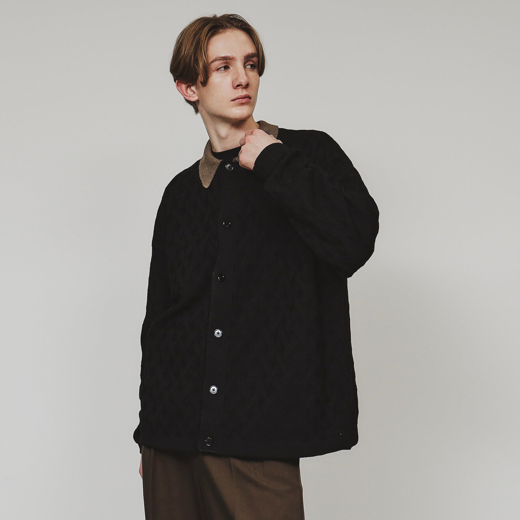 tk.TAKEO KIKUCHI「衿付きニットカーディガン」|カーディガン|