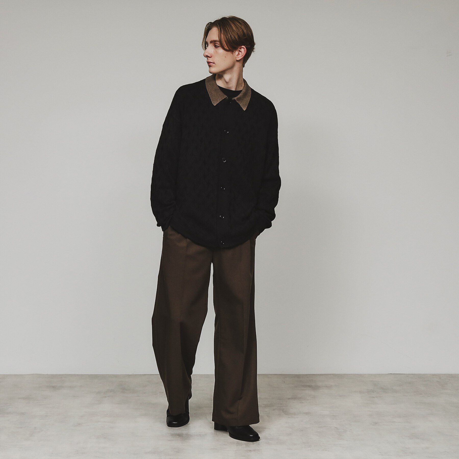 tk.TAKEO KIKUCHI「衿付きニットカーディガン」|カーディガン|