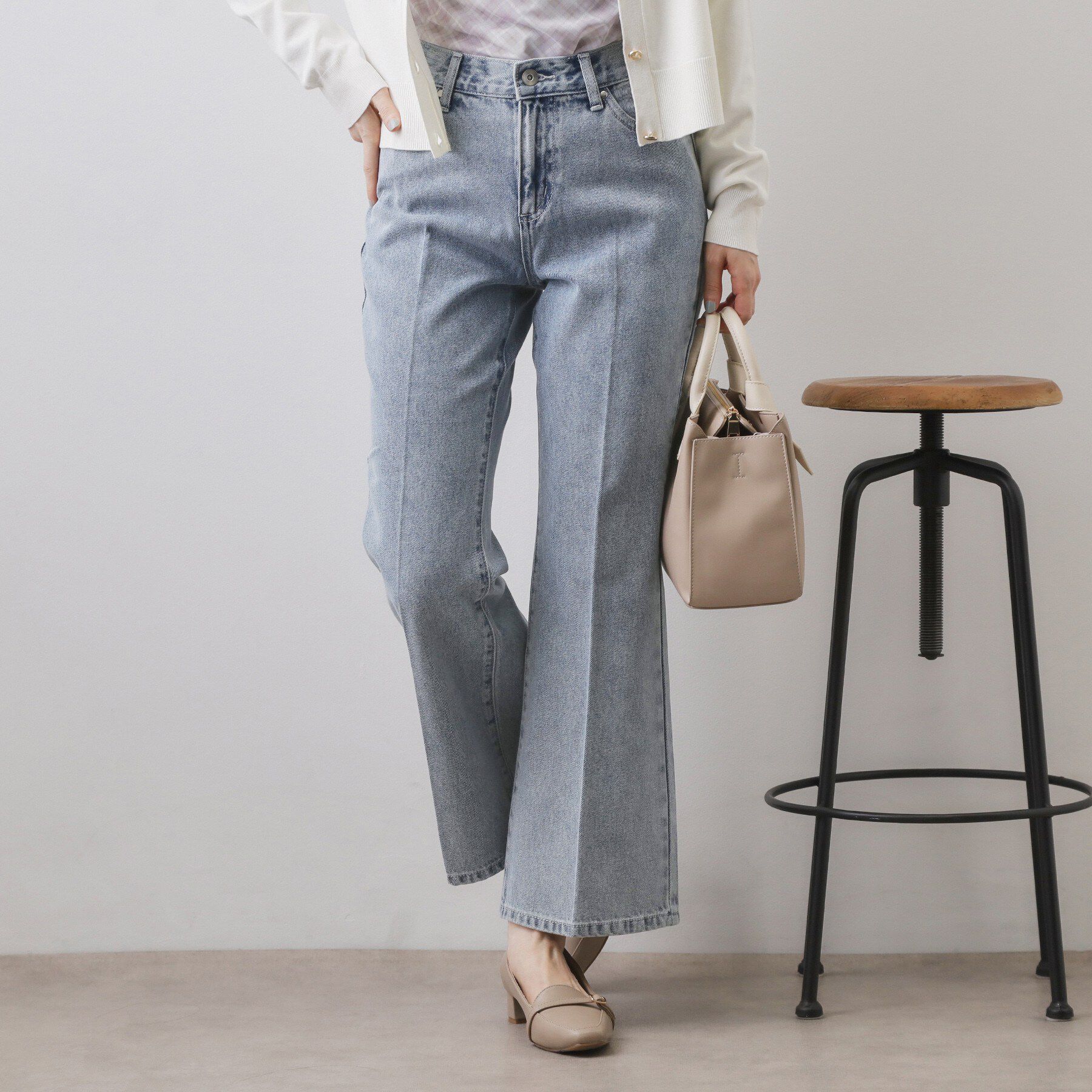 index「フレアデニムパンツ【洗濯機OK】」|デニム|ブルー(091)