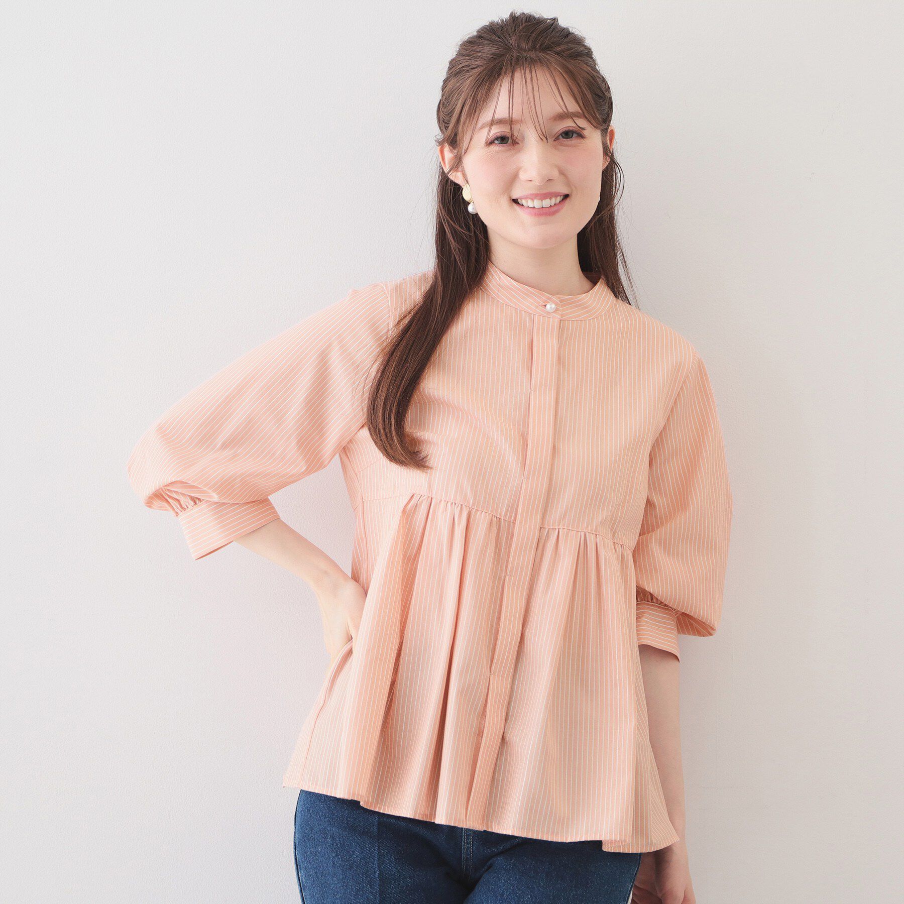 index「2WAYペプラムブラウス/ボウタイ取り外し可【洗濯機OK/イージーアイロン/防シワ】《XS～LL/8」|シャツ・ブラウス|