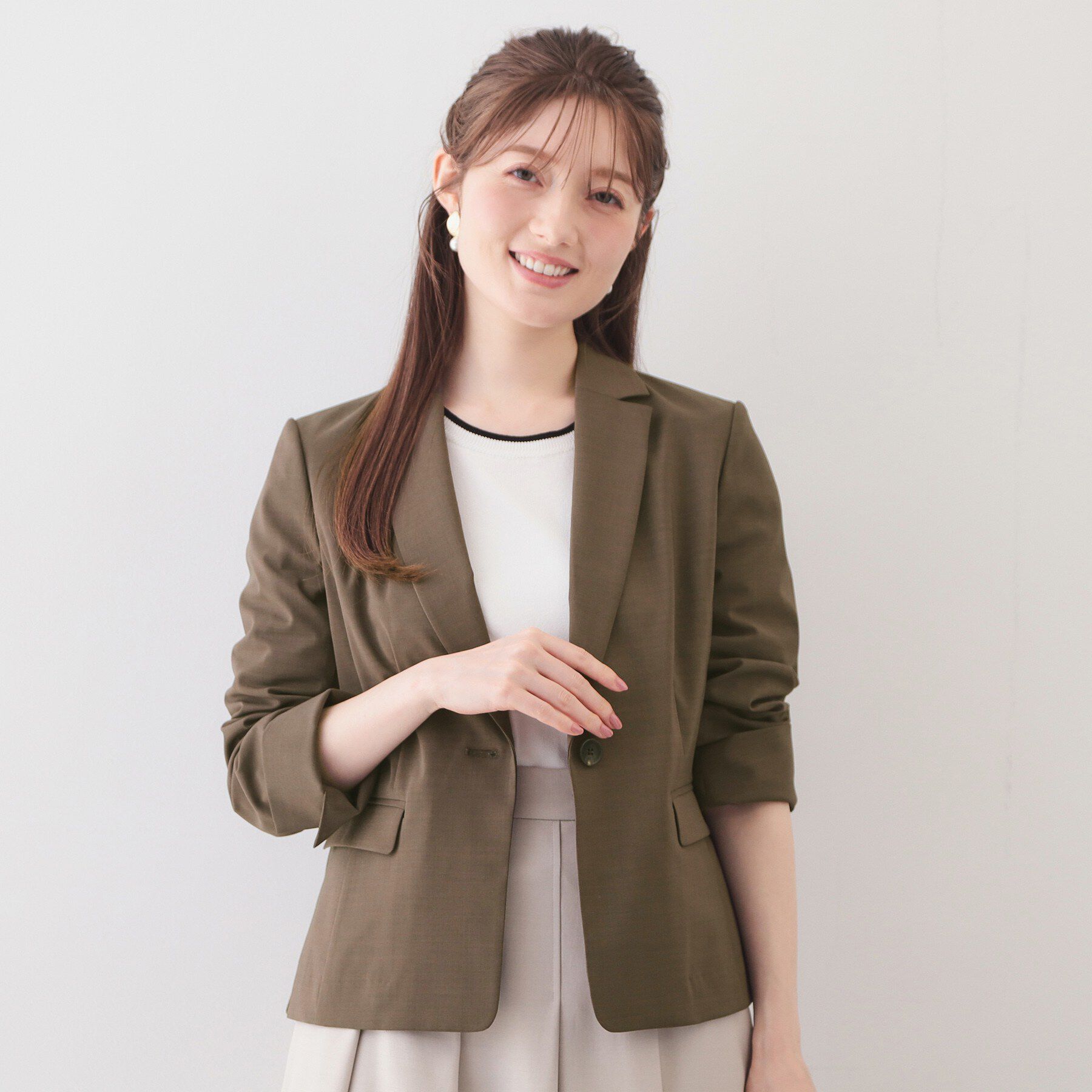 index「ストレッチテーラードジャケット/セットアップ対応可【洗濯機OK/接触冷感/吸水速乾/イージーアイロン」|テーラードジャケット|ブラウン(844)