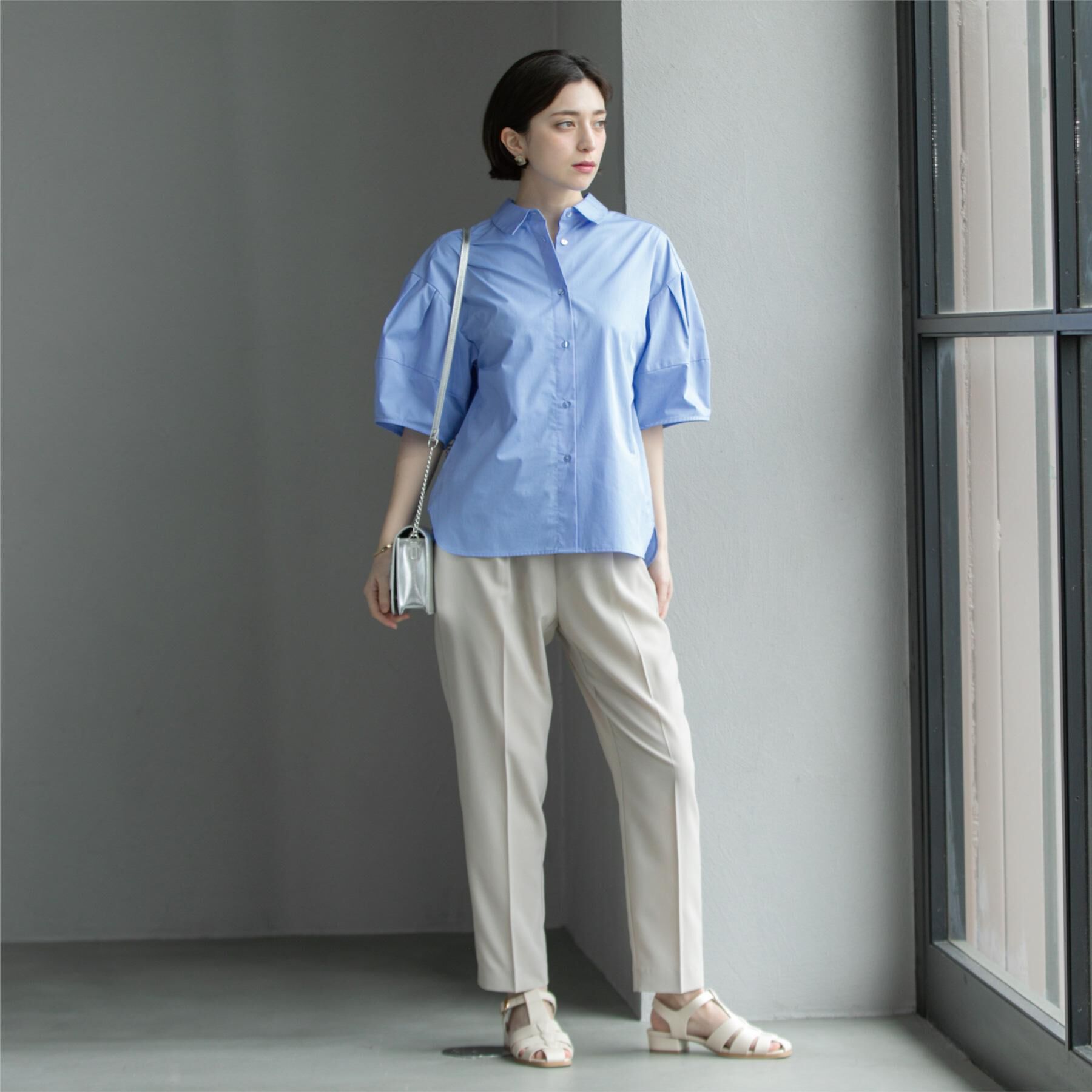 OPAQUE.CLIP「《美人百花掲載》ランタンスリーブシャツ【洗濯機洗い可】」|シャツ・ブラウス|