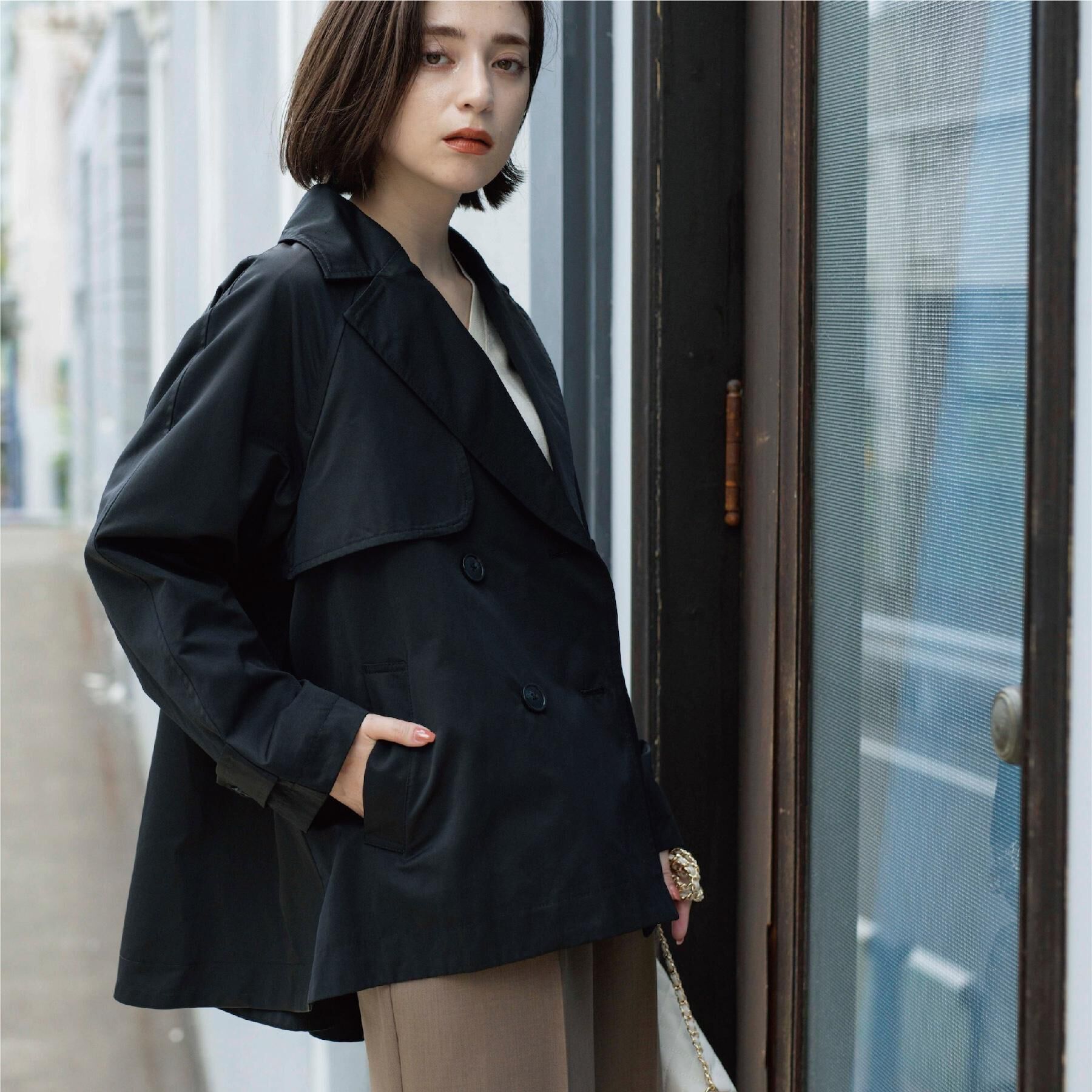 OPAQUE.CLIP「フレアミドルトレンチコート」|トレンチコート|