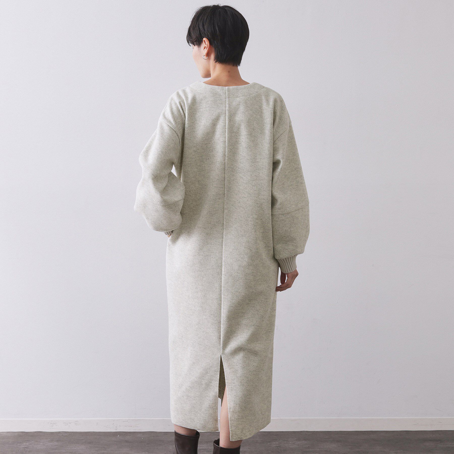 OPAQUE.CLIP「ストレッチメルトンキーネックワンピ【洗濯機OK】」|ワンピース|