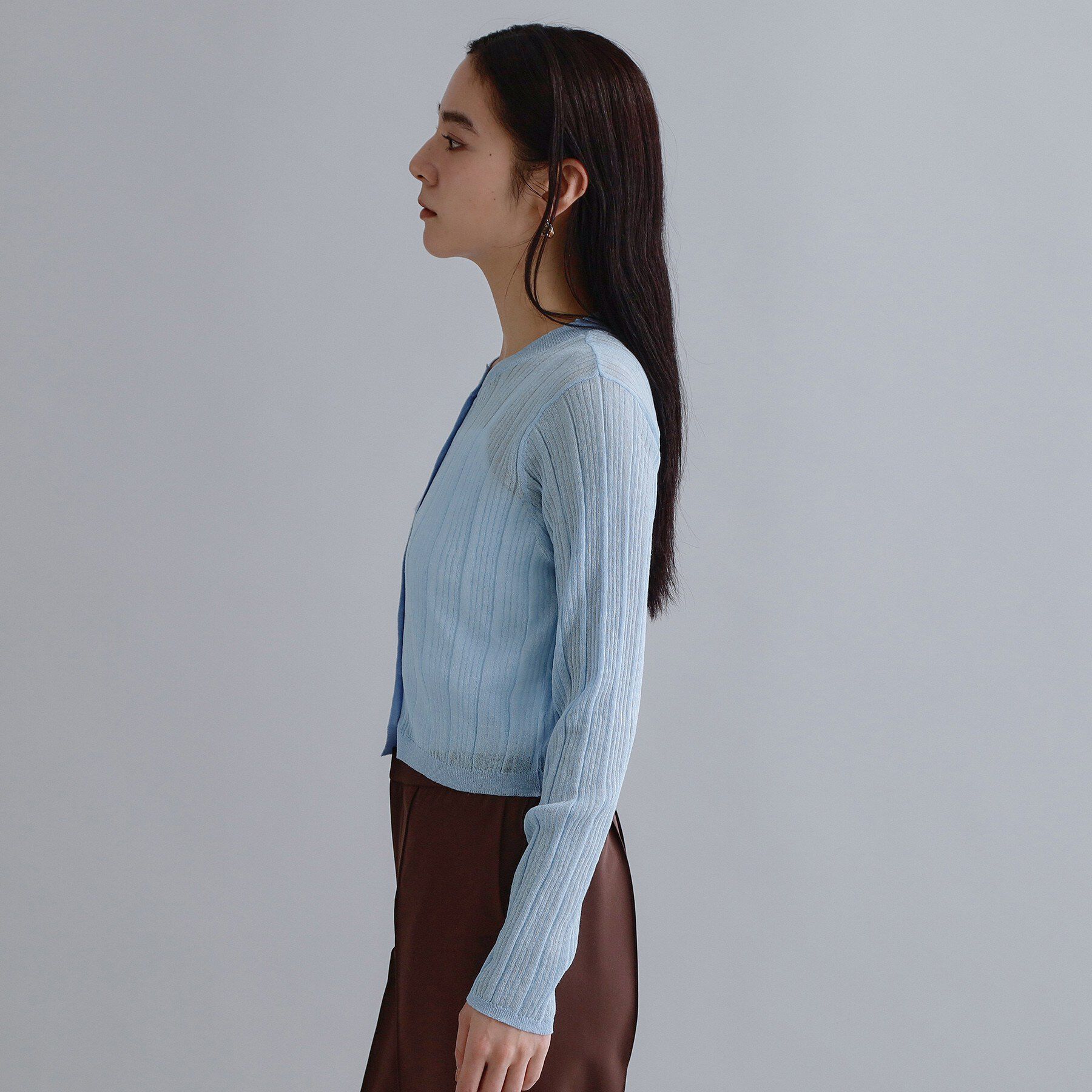 OPAQUE.CLIP「【es】シアーランダムリブニットカーディガン【洗濯機OK/抗ピル】」|カーディガン|