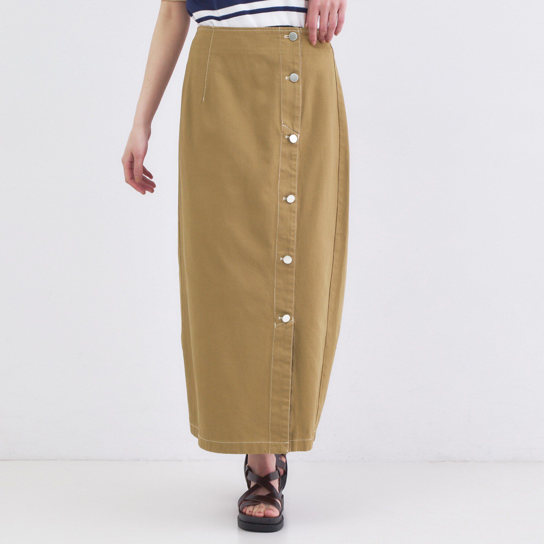 OPAQUE.CLIP「ボタンデザインナロースカート【洗濯機OK】」|スカート|