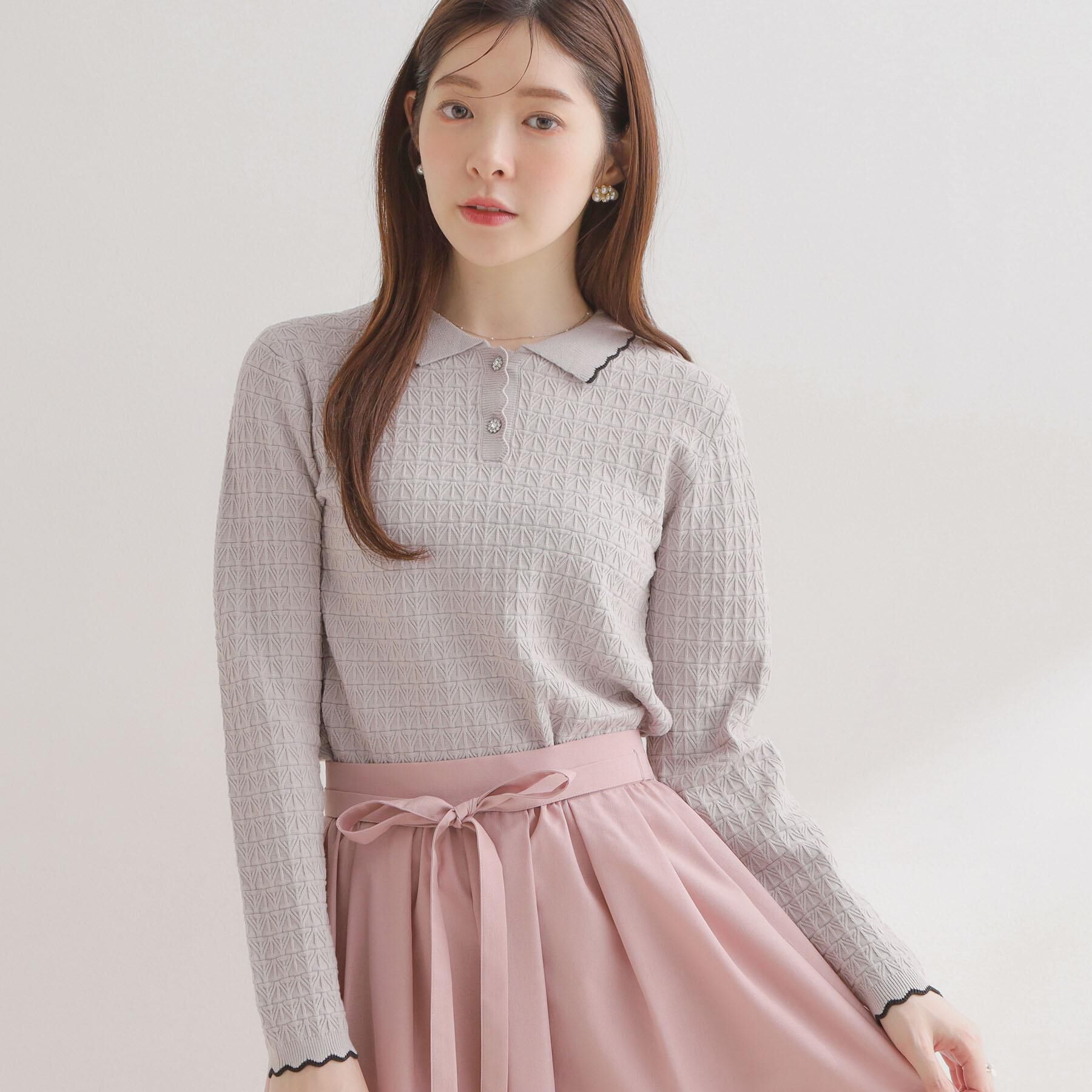 Couture broach「【洗える着映え】ビジュー釦ポロニット」|ニット・セーター|