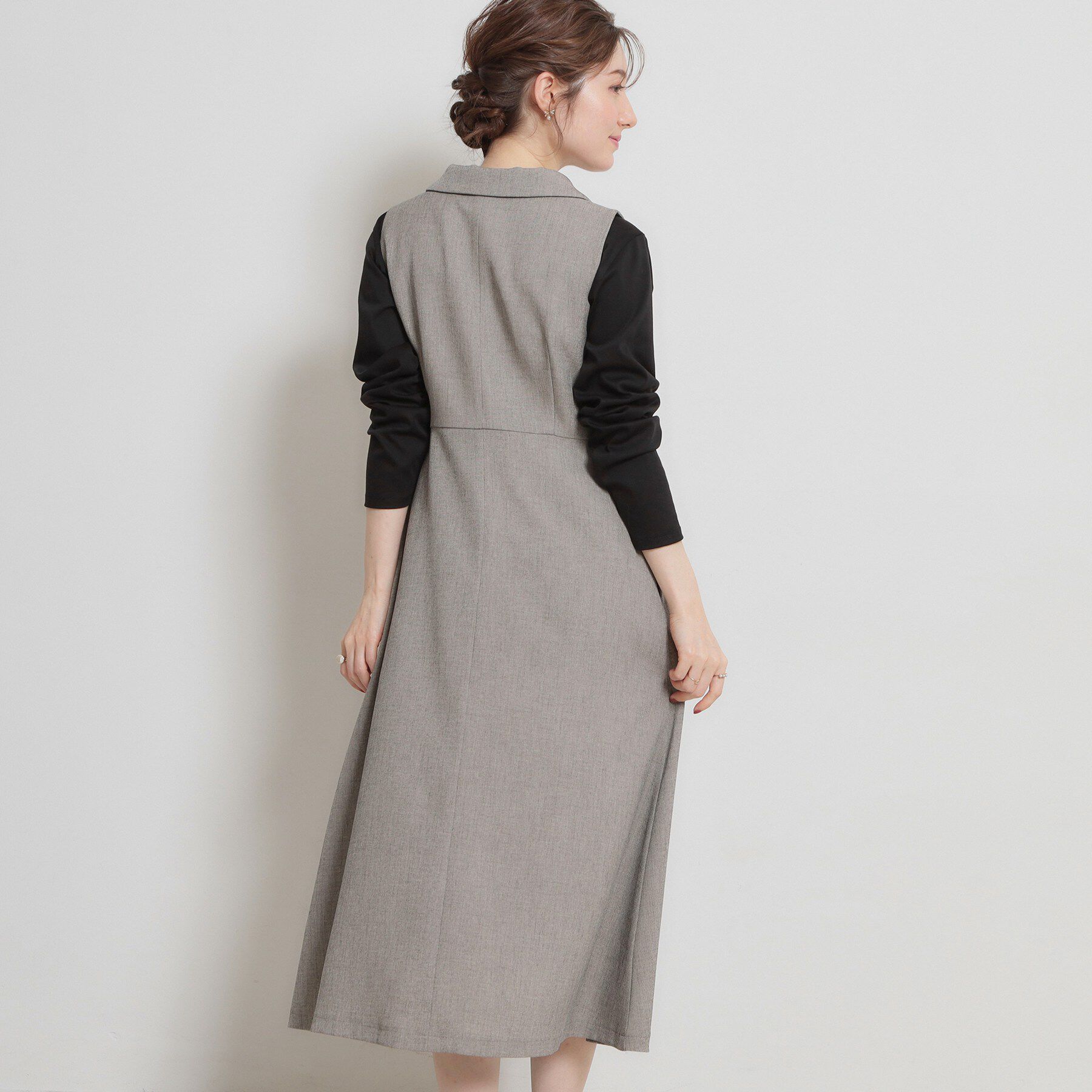 Couture broach「【通勤】リネンライク ジレにもなるジャンスカ」|ワンピース|
