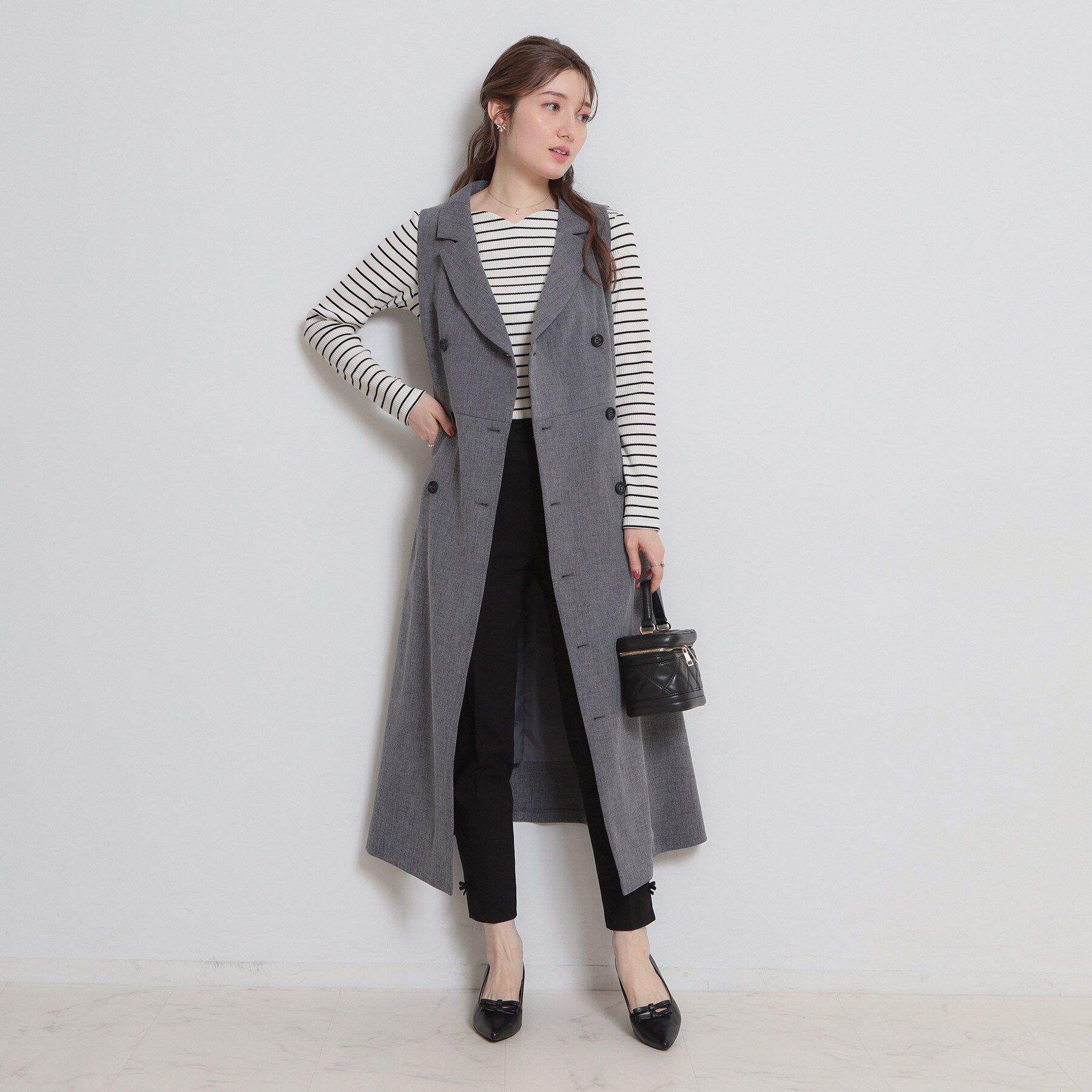 Couture broach「【通勤】リネンライク ジレにもなるジャンスカ」|ワンピース|