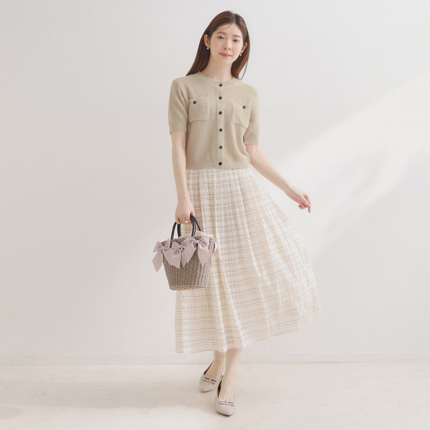 Couture broach「ポケット付き半袖カーディガン」|カーディガン|