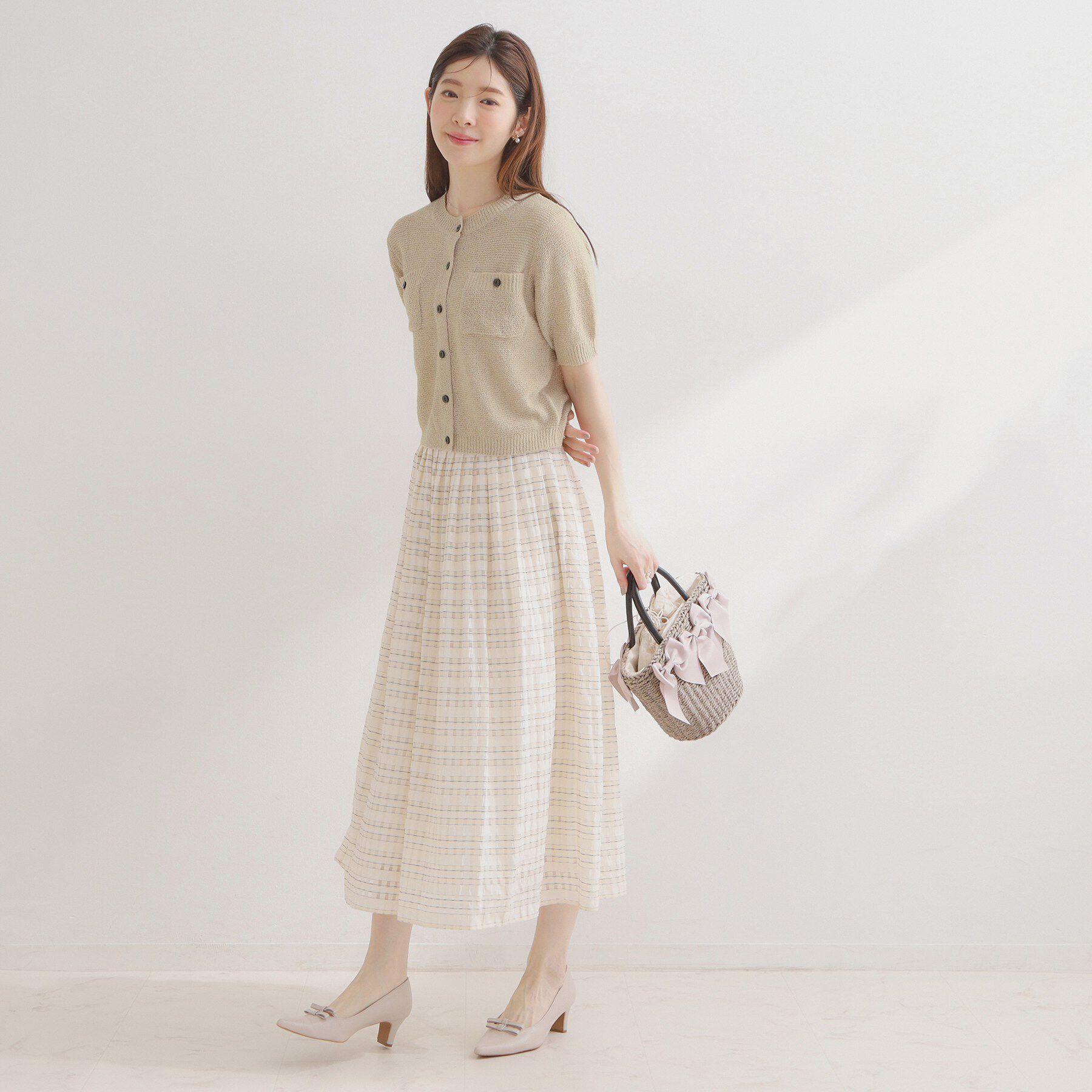 Couture broach「ポケット付き半袖カーディガン」|カーディガン|