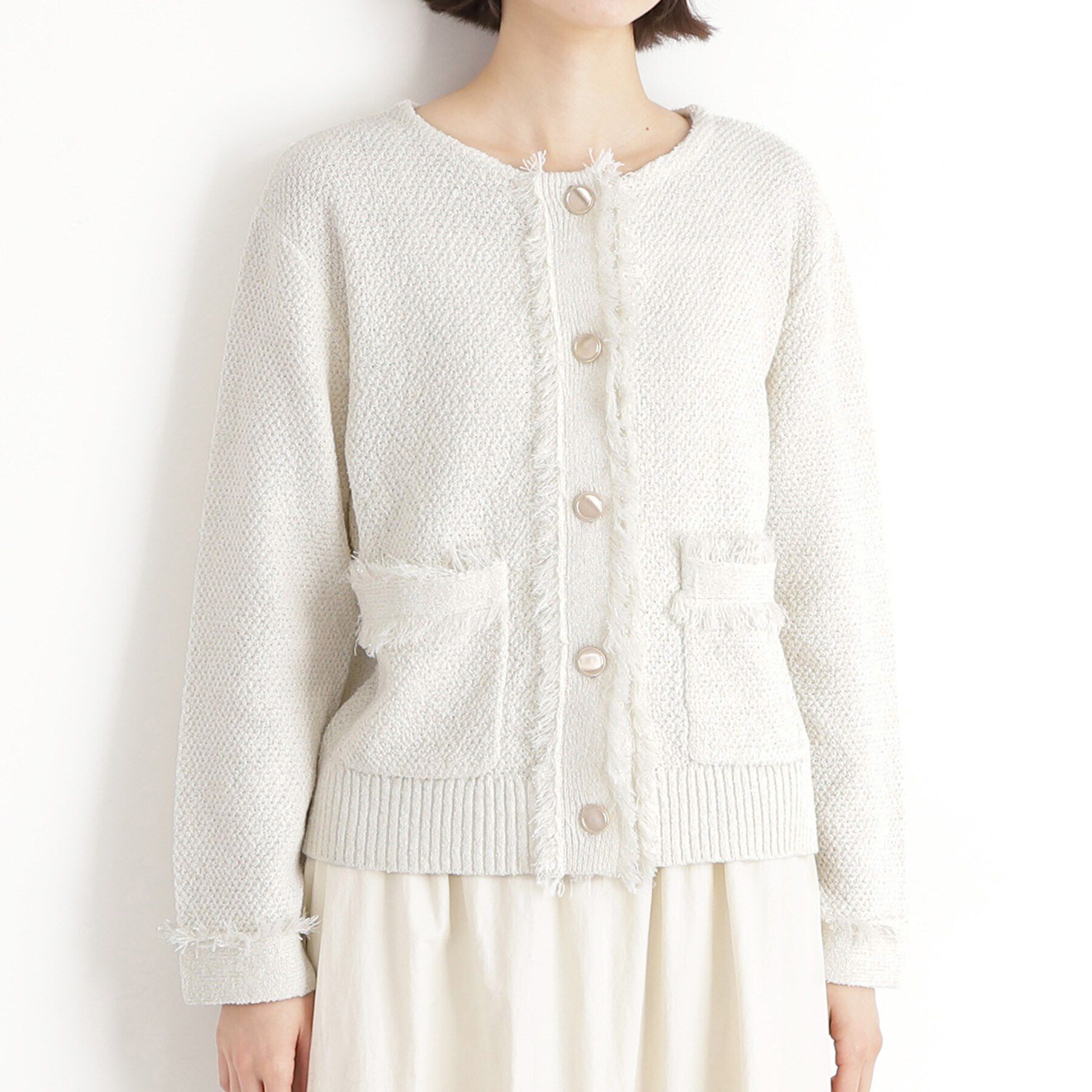 THE SHOP TK「【通勤/新生活】ノーカラーカーディガン/洗える」|カーディガン|