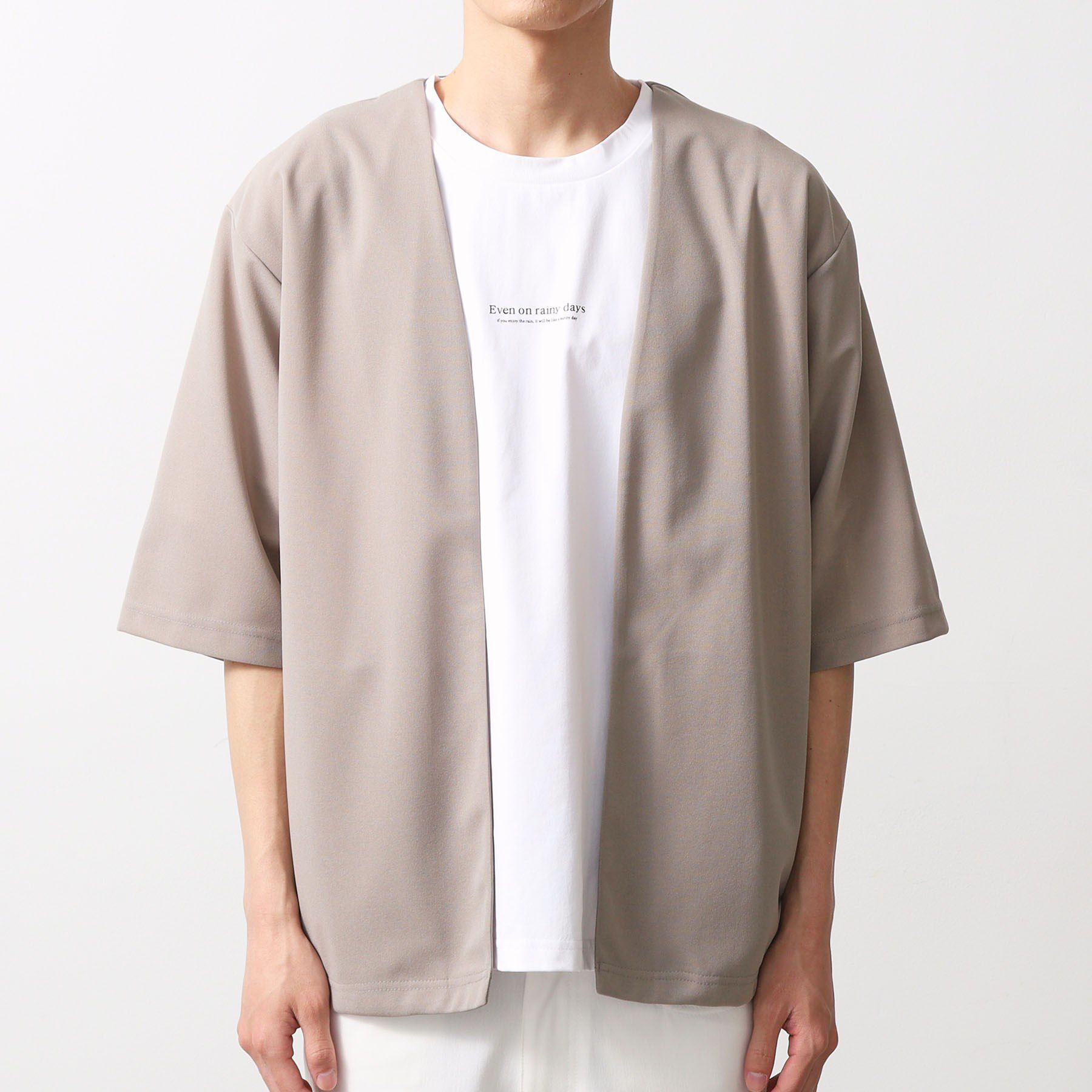 THE SHOP TK「梨地アンサンブルカーディガン　五分袖カーディガン＋半袖Tシャツセット/マシンウォッシャブル」|カーディガン|