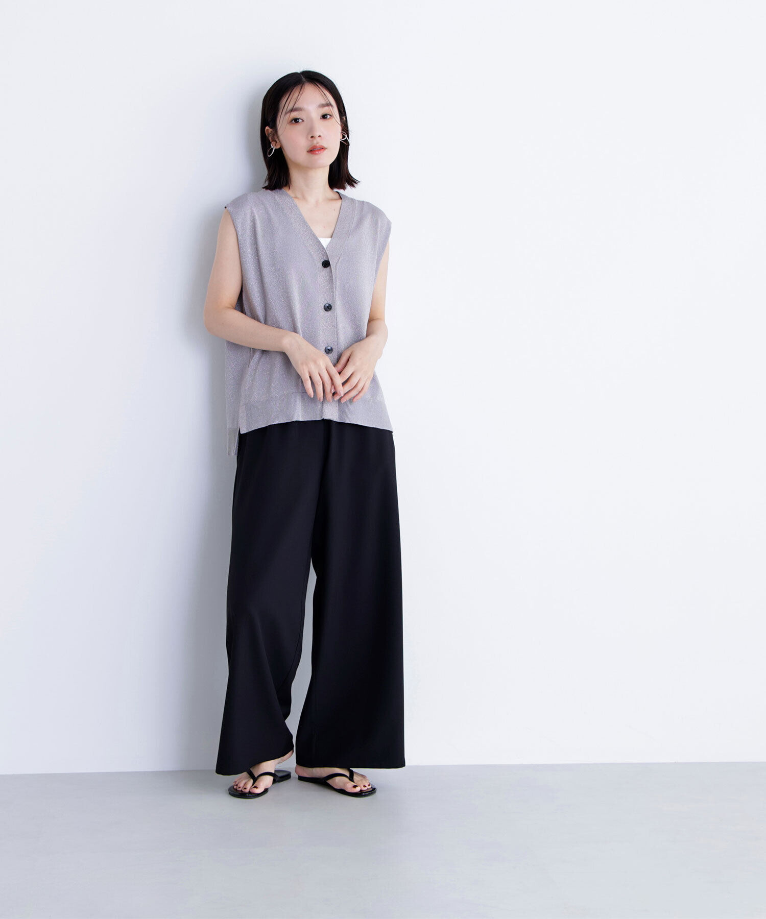  「スパークVネックニットベスト」|ニット・セーター|