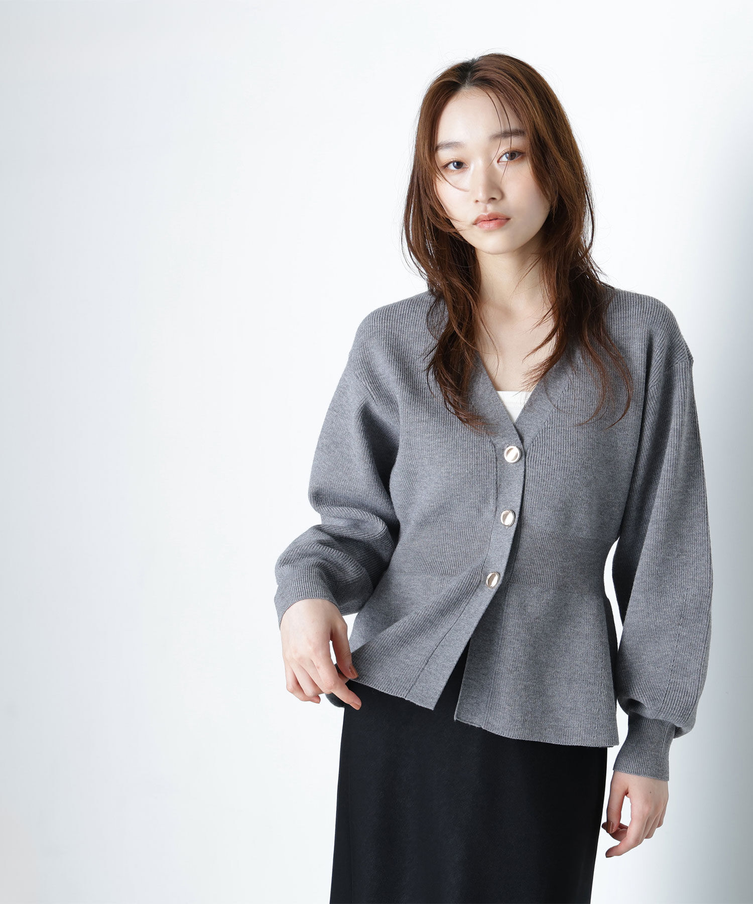  「ペプラムフォルムカーディガン」|ニット・セーター|