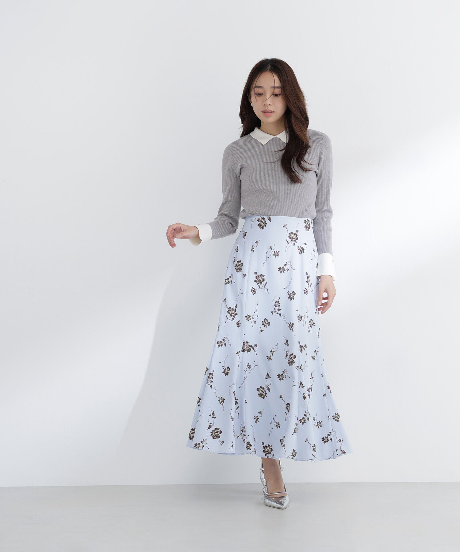  「プリントヘム切替マーメイドスカート」|スカート|