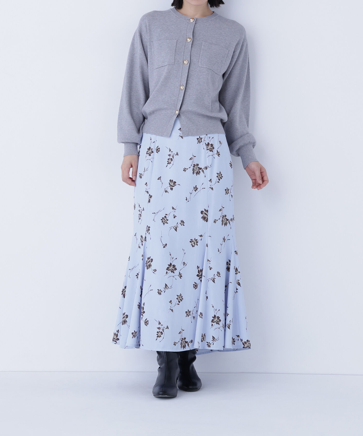  「プリントヘム切替マーメイドスカート」|スカート|