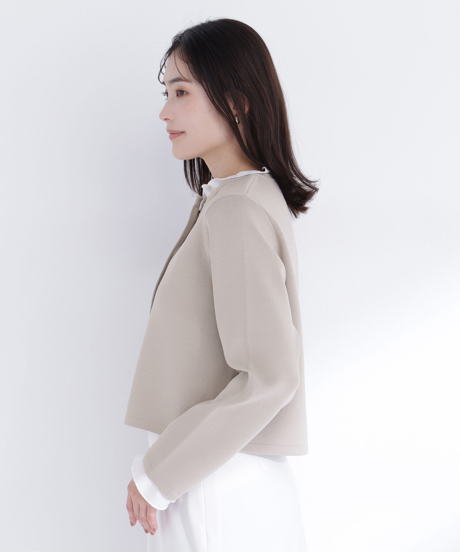  「フリルドッキングニットジャケット」|ニット・セーター|