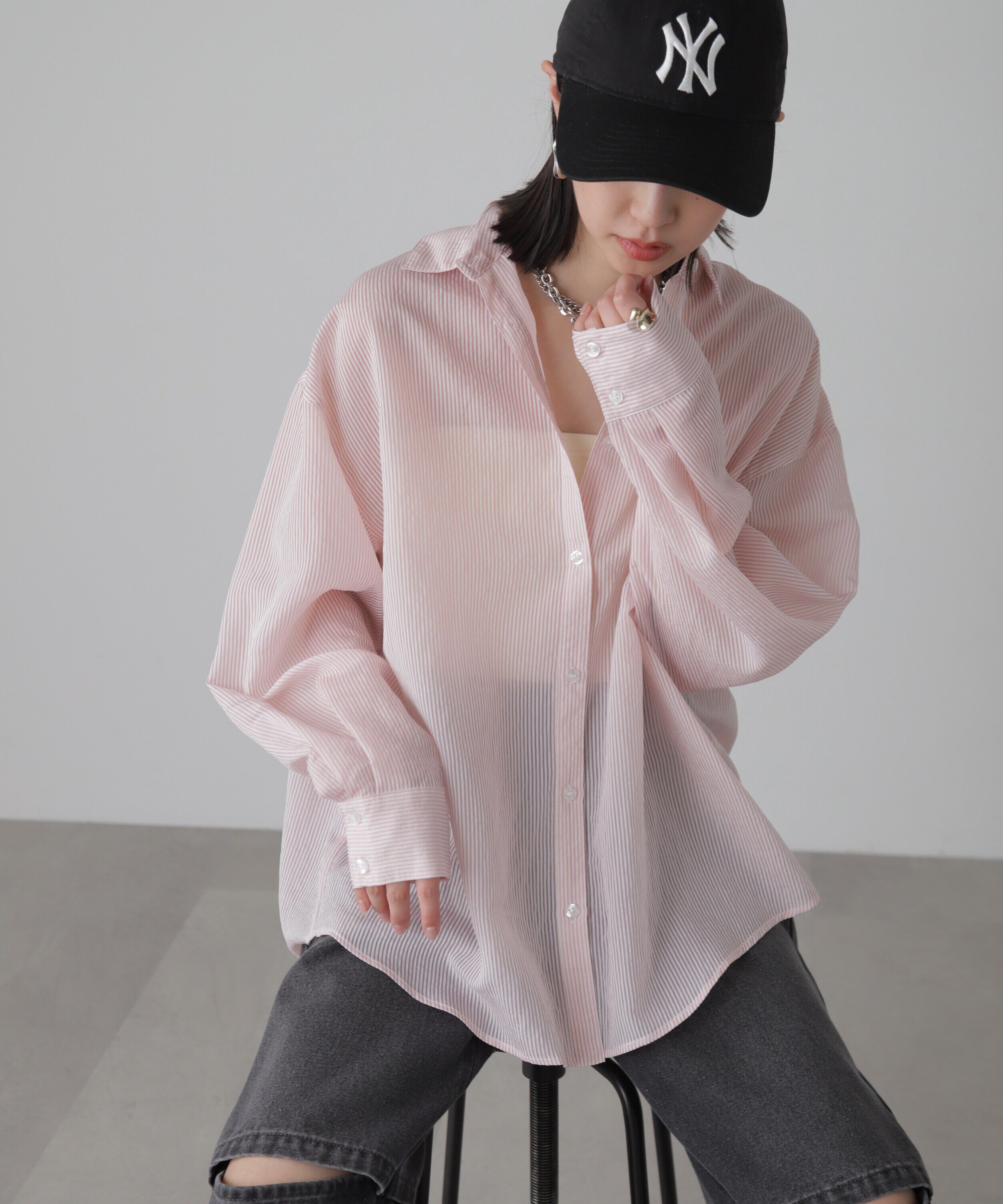  「シアーストライプオーバーシャツ」|シャツ・ブラウス|