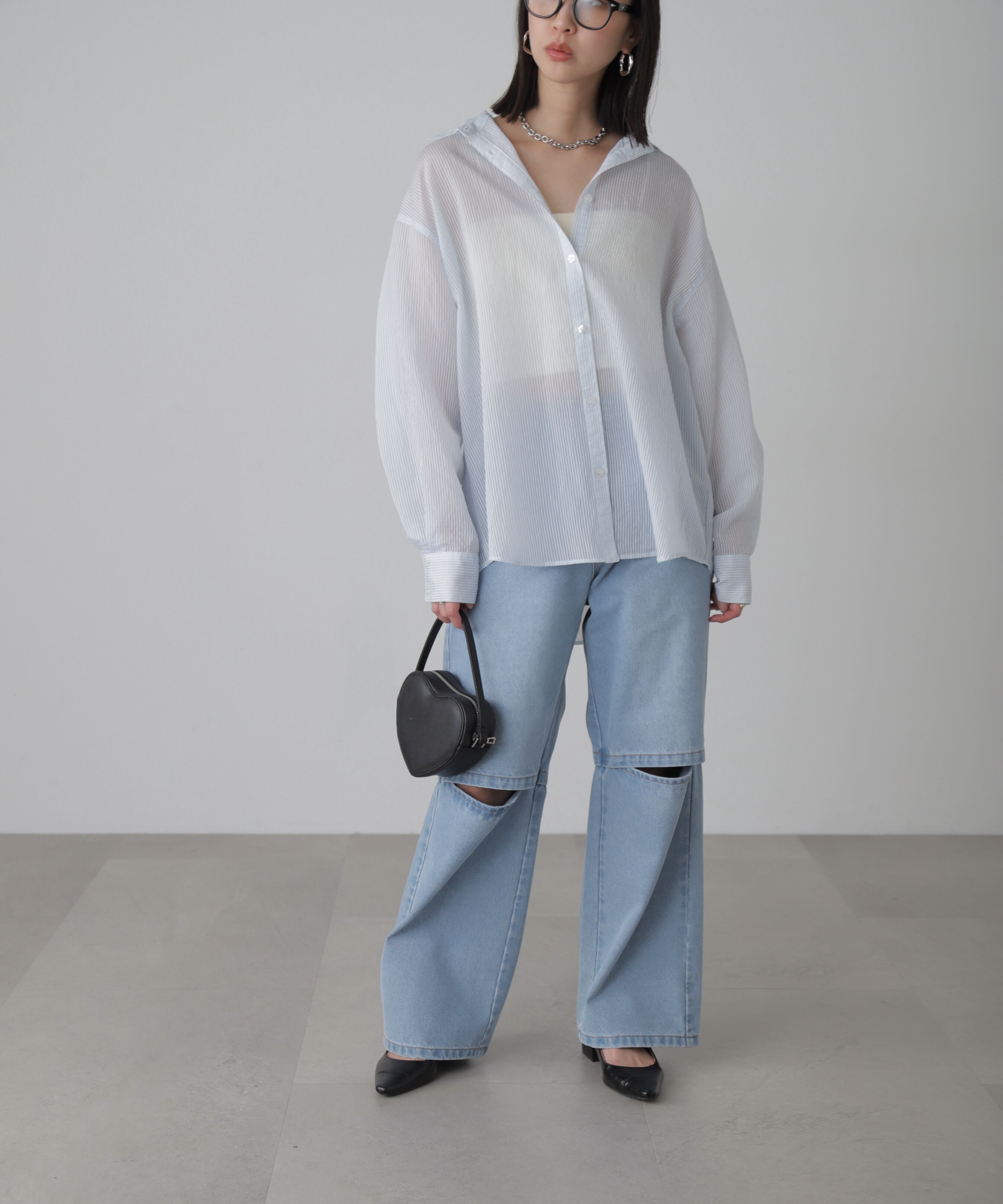  「シアーストライプオーバーシャツ」|シャツ・ブラウス|