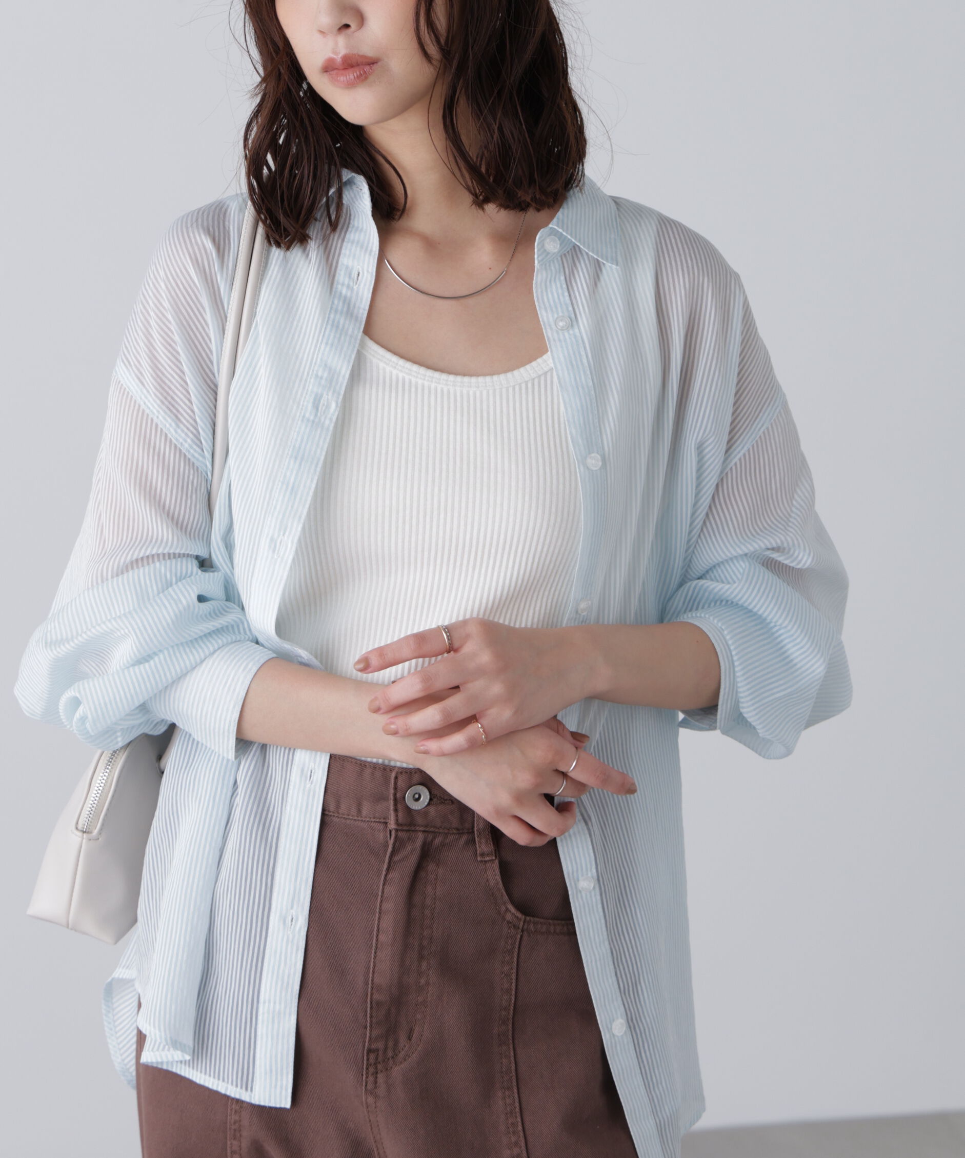  「シアーストライプオーバーシャツ」|シャツ・ブラウス|