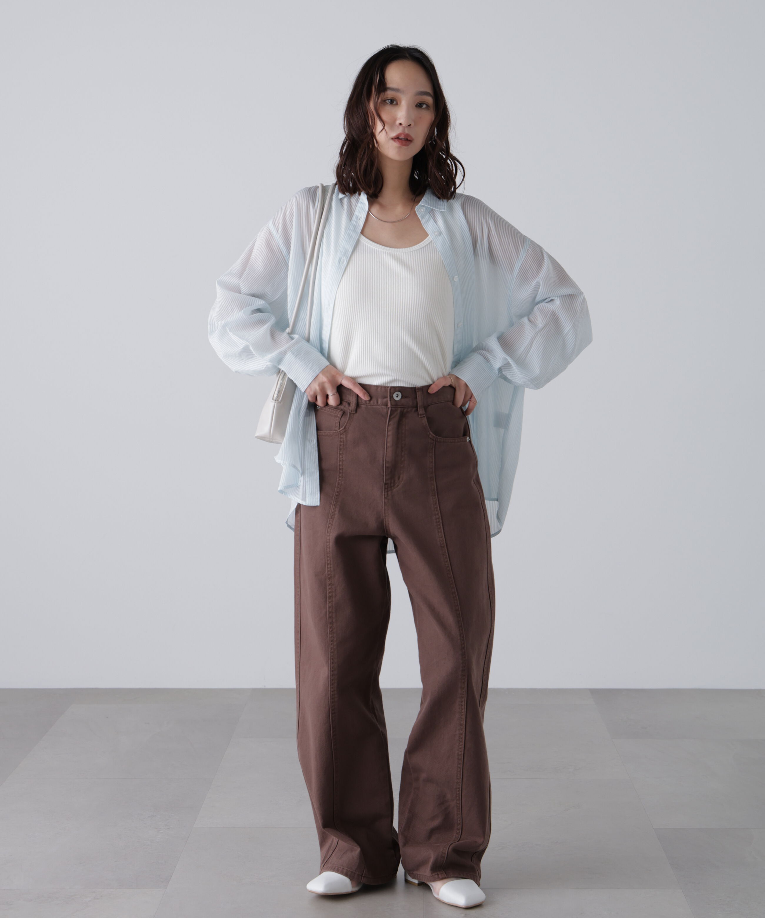  「シアーストライプオーバーシャツ」|シャツ・ブラウス|