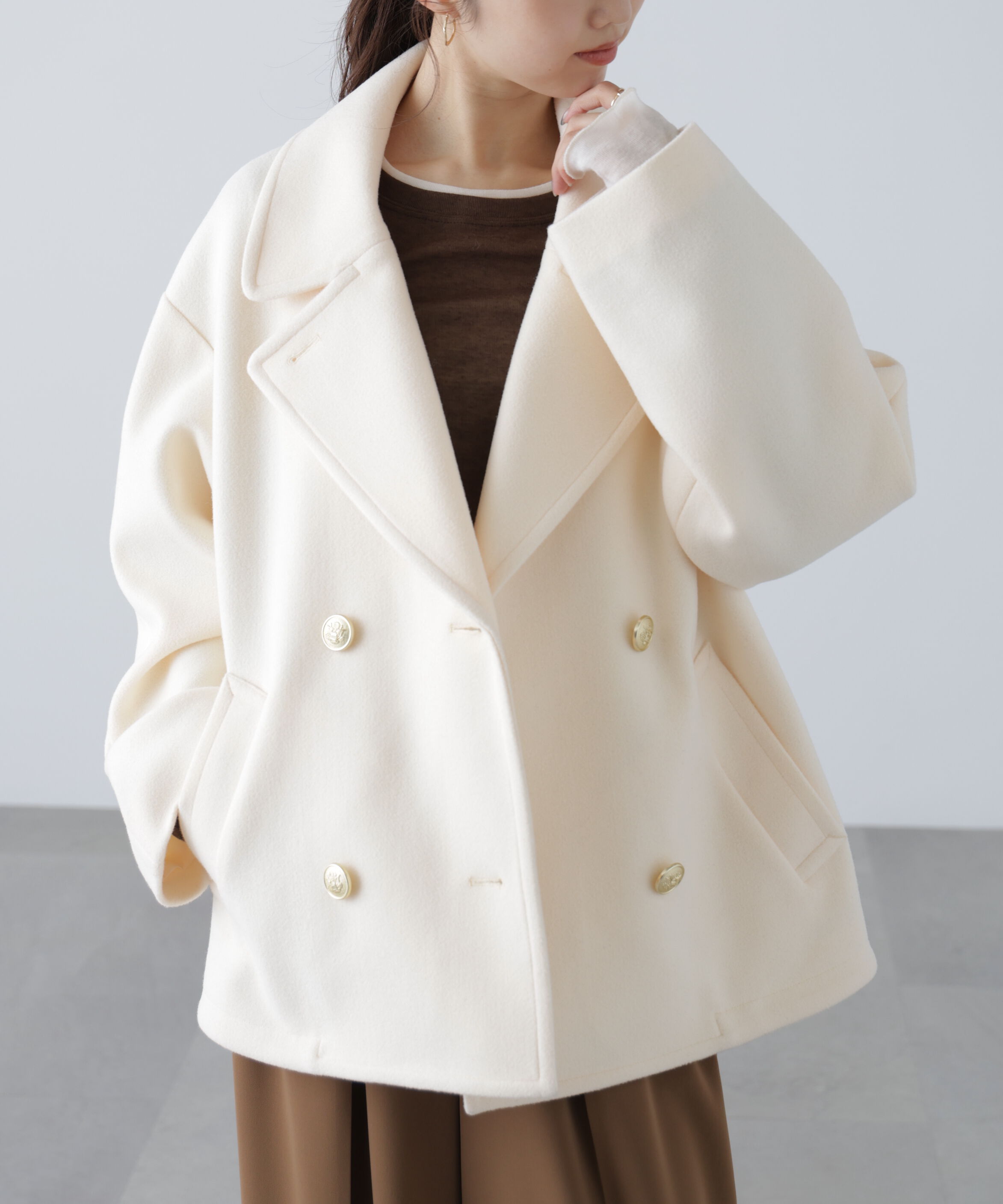  「ミドル丈オーバーピーコート〈ＭＦＭ〉」|ブルゾン・スタジャン|