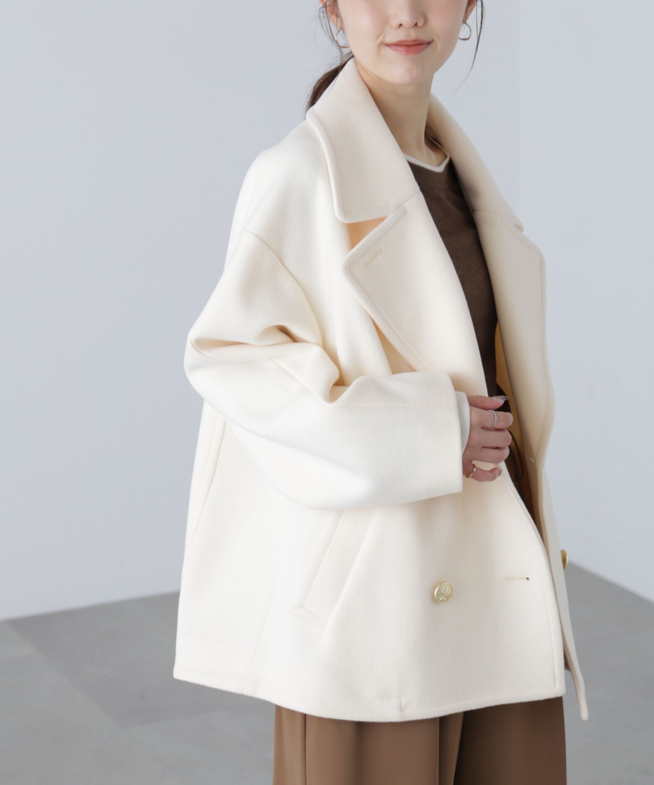  「ミドル丈オーバーピーコート〈ＭＦＭ〉」|ブルゾン・スタジャン|