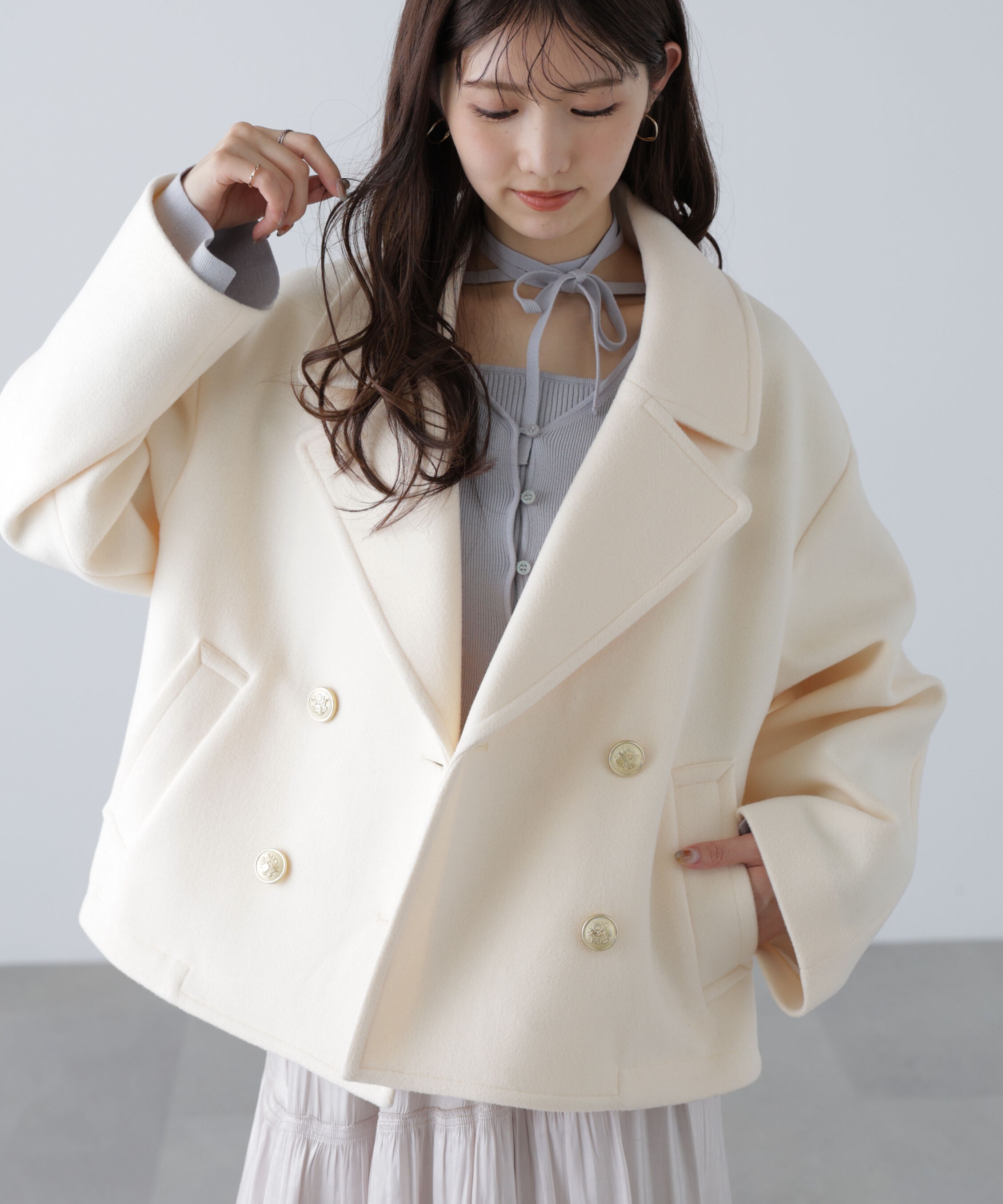  「ミドル丈オーバーピーコート〈ＭＦＭ〉」|ブルゾン・スタジャン|