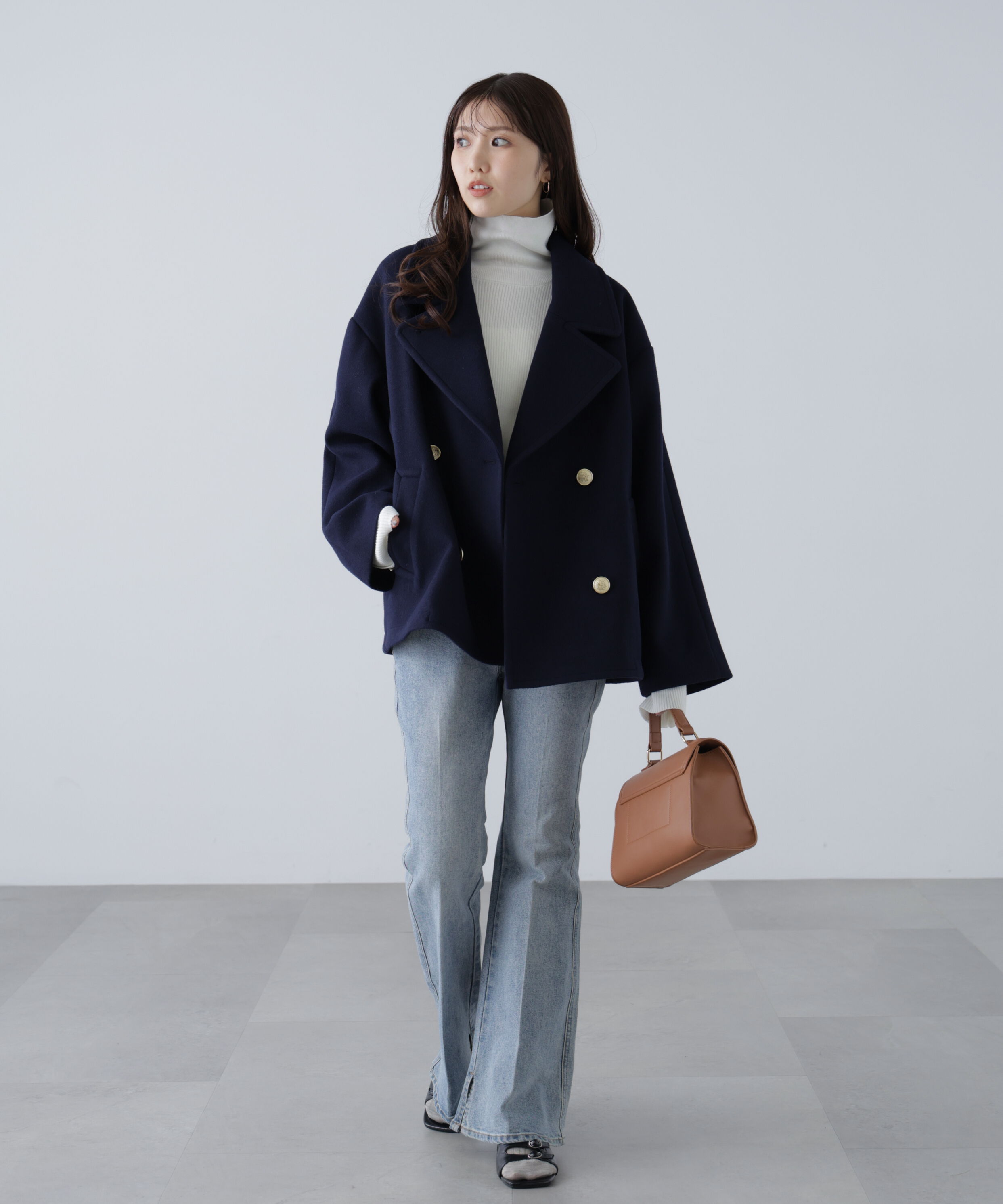  「ミドル丈オーバーピーコート〈ＭＦＭ〉」|ブルゾン・スタジャン|