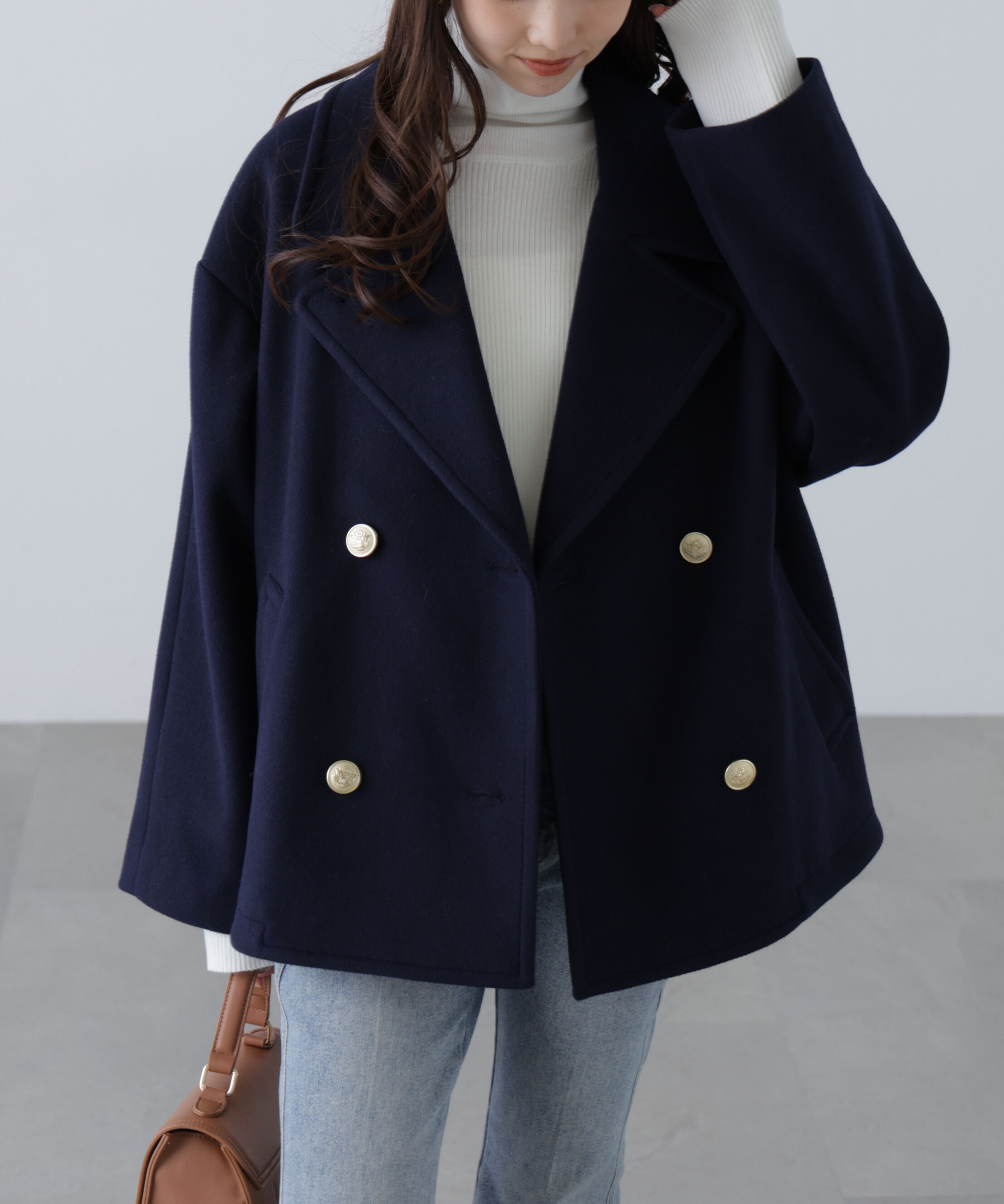  「ミドル丈オーバーピーコート〈ＭＦＭ〉」|ブルゾン・スタジャン|